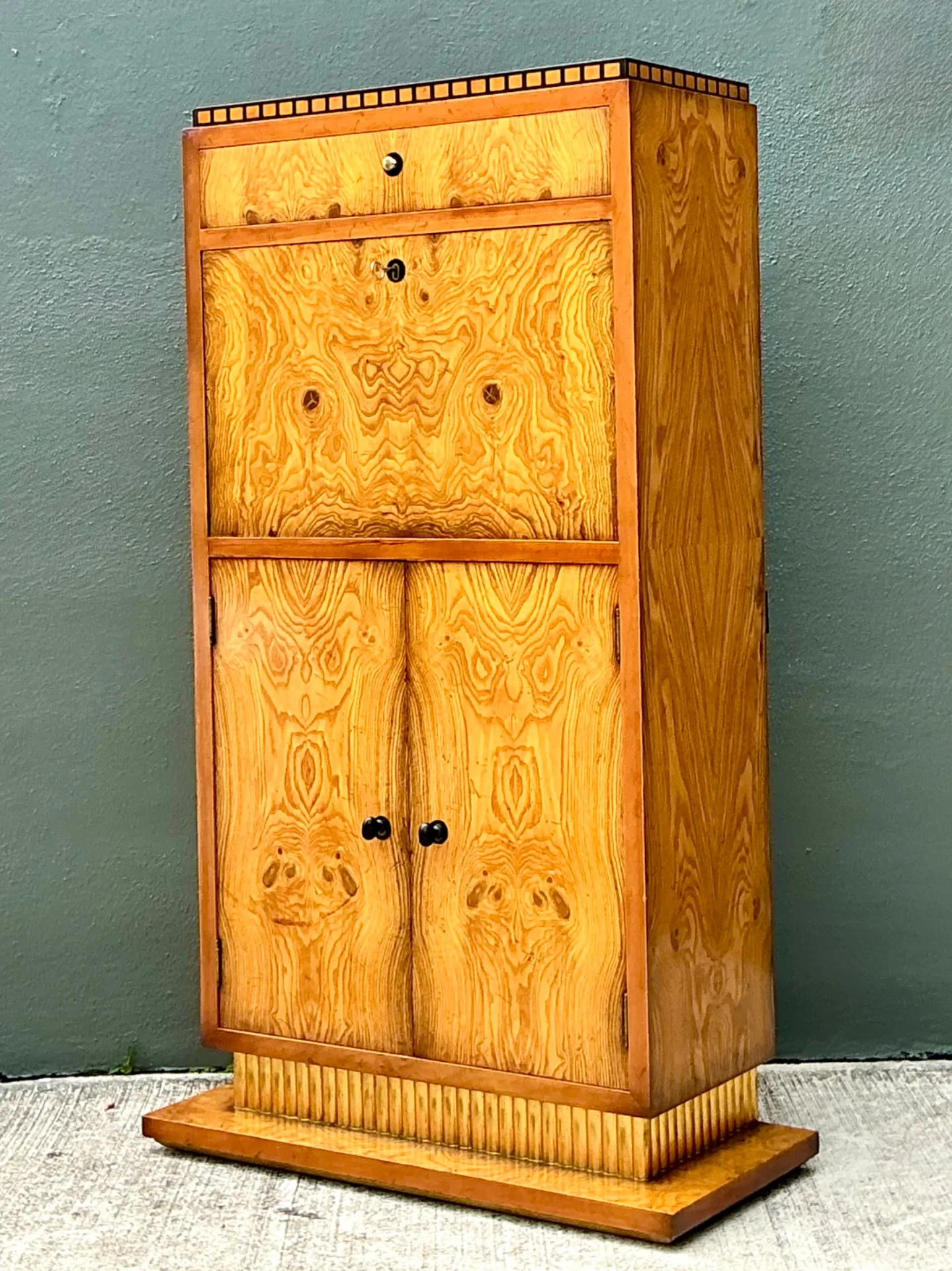 Vintage Art Deco Burlwood Secretaire Cabinet — additional photo 8