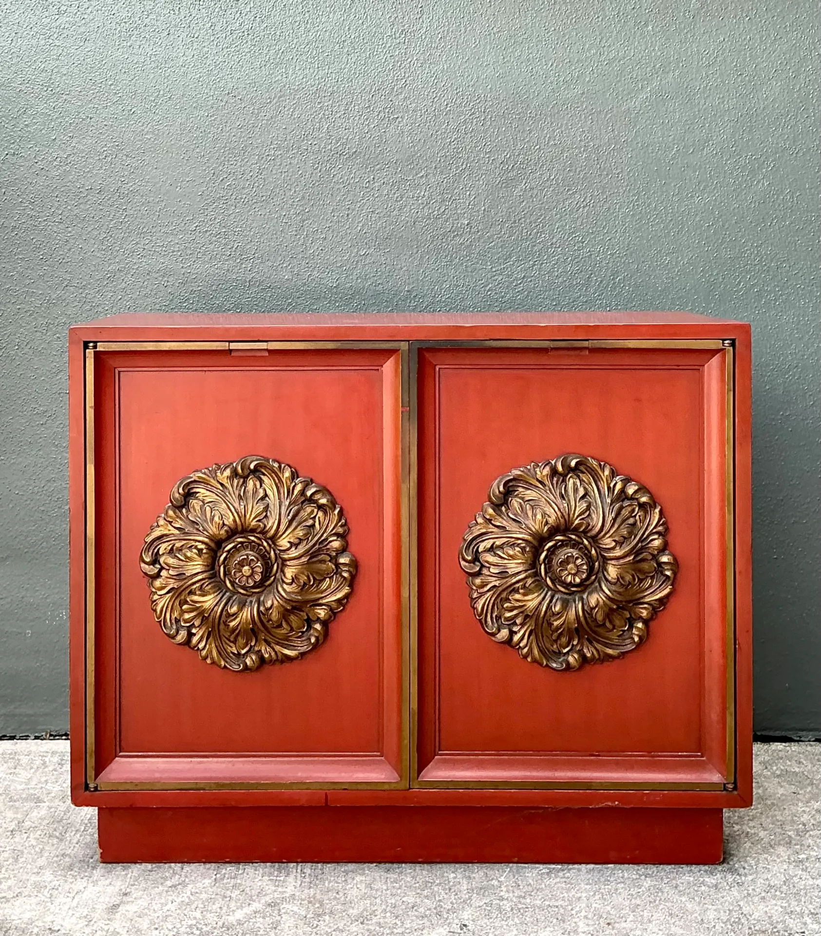 Vintage Lane Red Cabinet with Ornate Medallions — additional photo 4