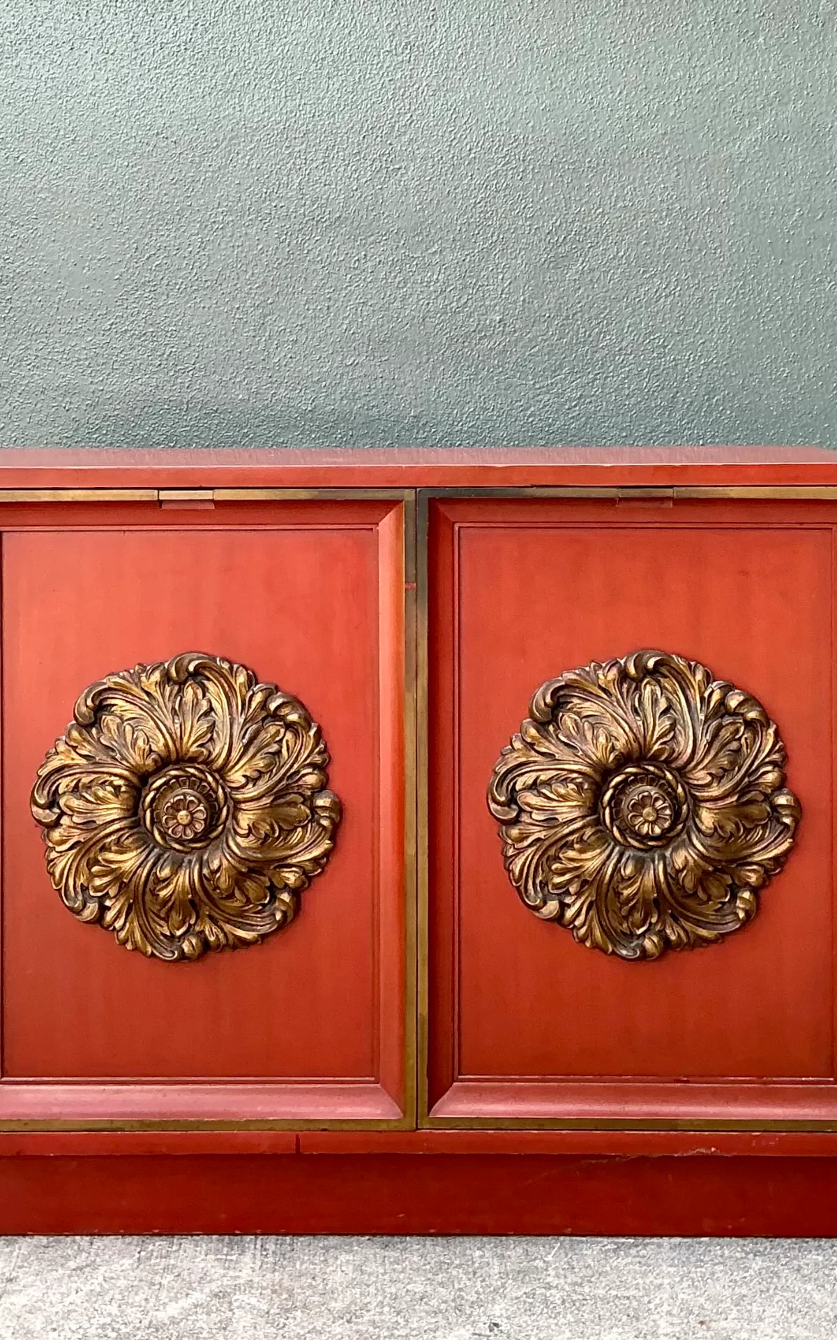 Vintage Lane Red Cabinet with Ornate Medallions — additional photo 4