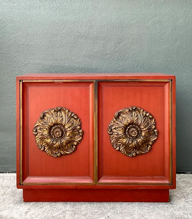 Vintage Lane Red Cabinet with Ornate Medallions — additional photo 4