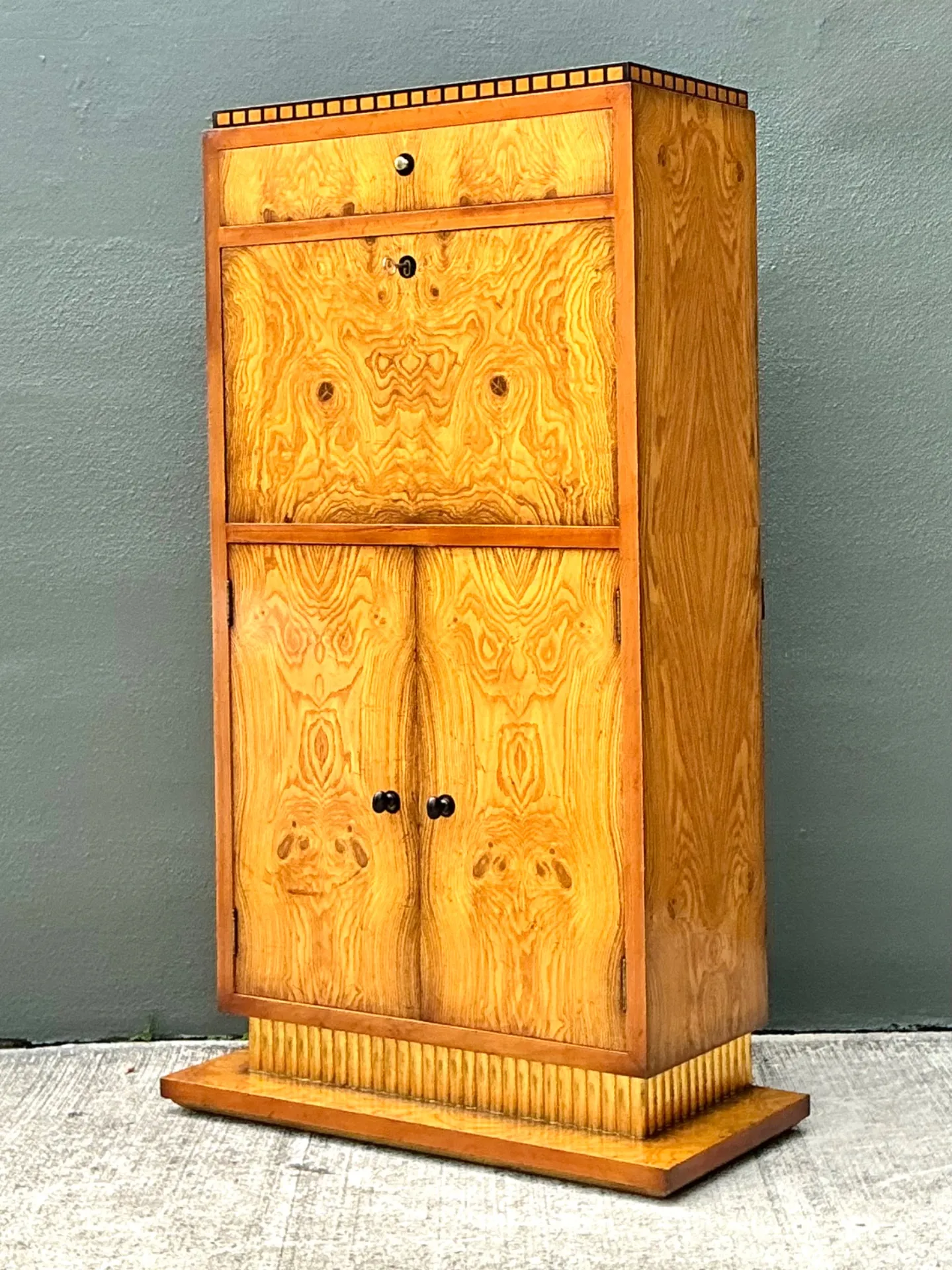 Vintage Art Deco Burlwood Secretaire Cabinet — additional photo 6