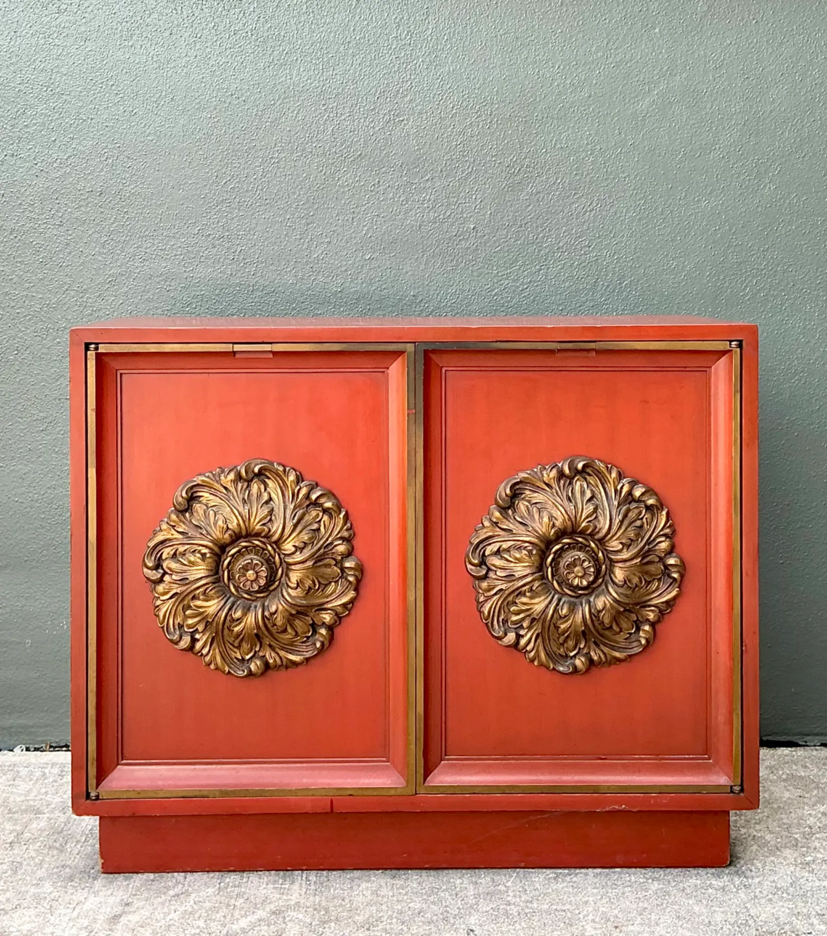 Vintage Lane Red Cabinet with Ornate Medallions — additional photo 2