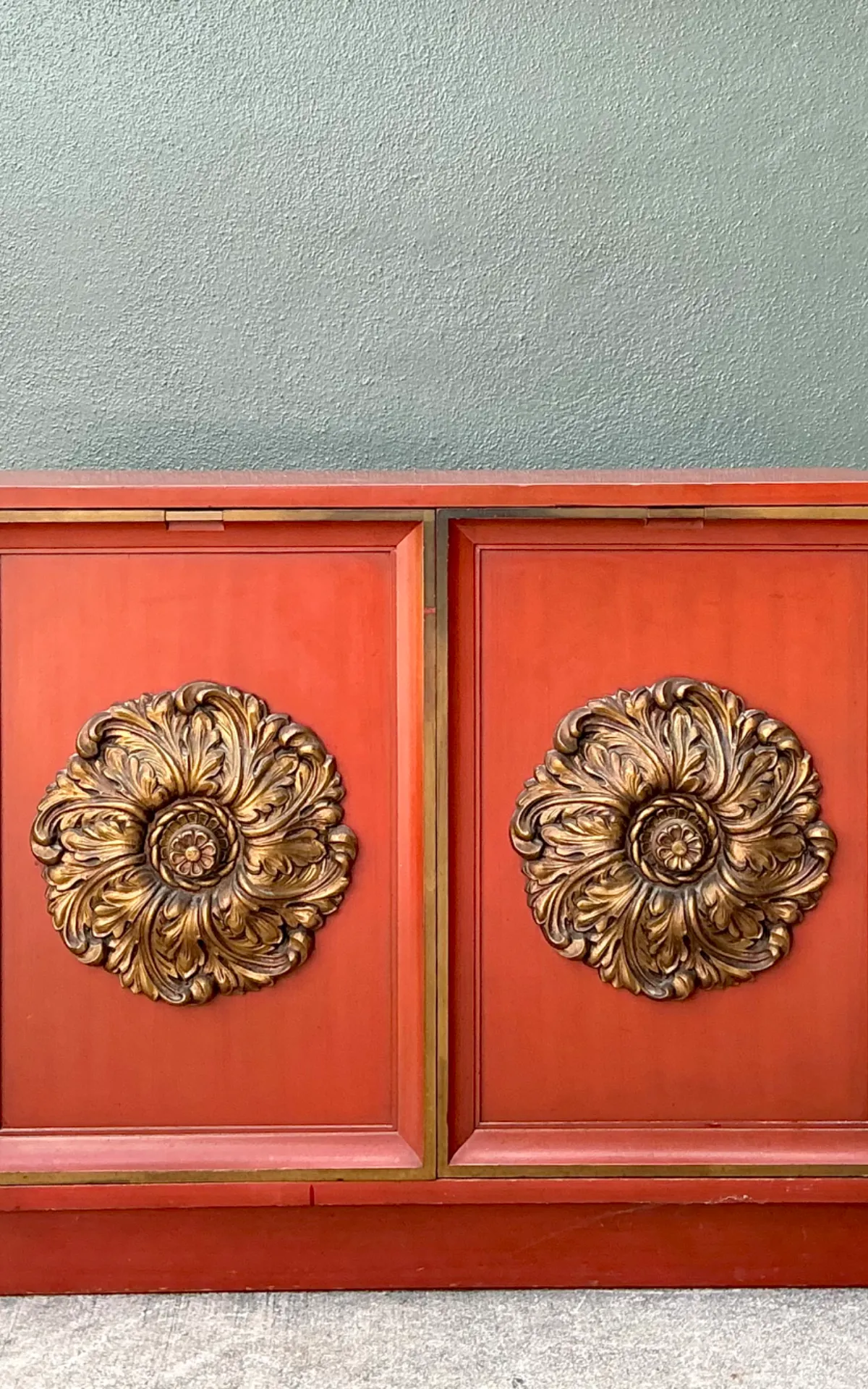 Vintage Lane Red Cabinet with Ornate Medallions — additional photo 2
