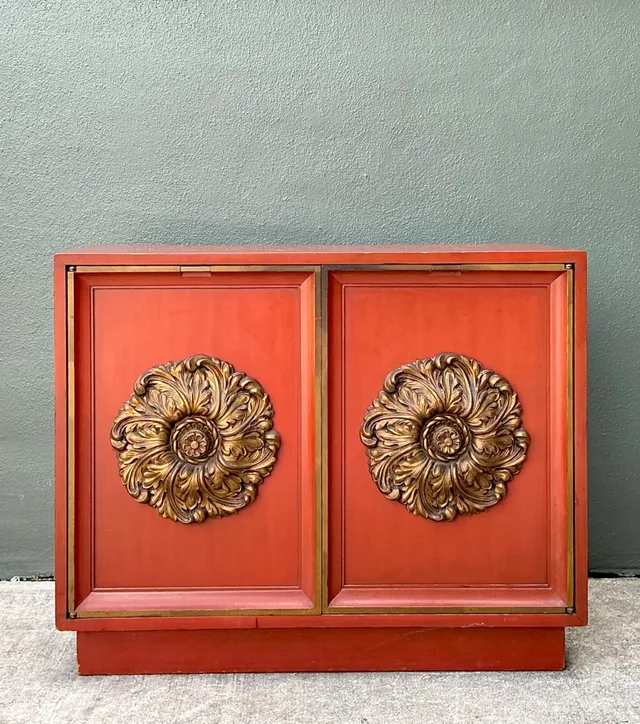 Vintage Lane Red Cabinet with Ornate Medallions — additional photo 2