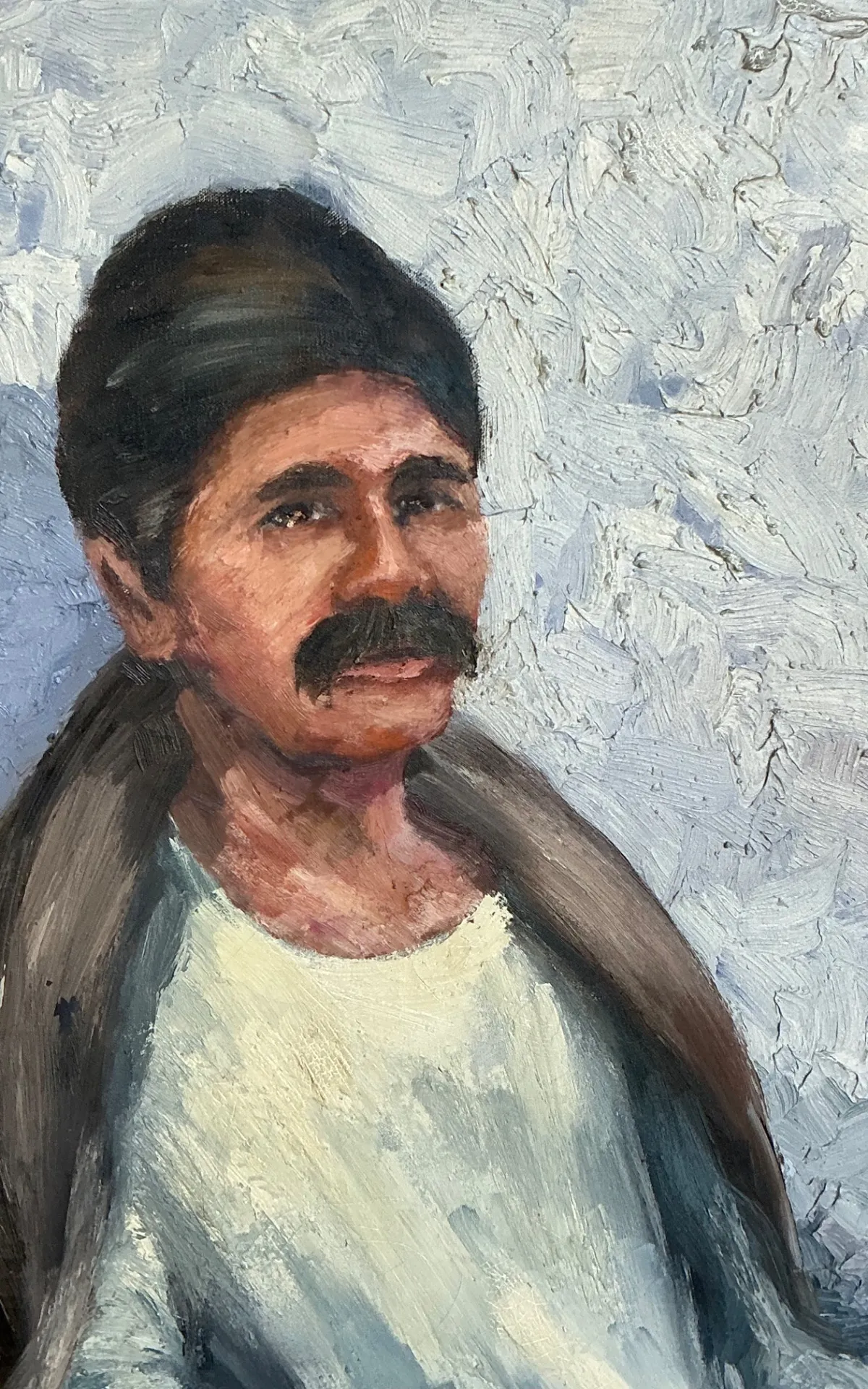 Vintage Expressionist Impasto Portrait in Wood Frame — additional photo 3