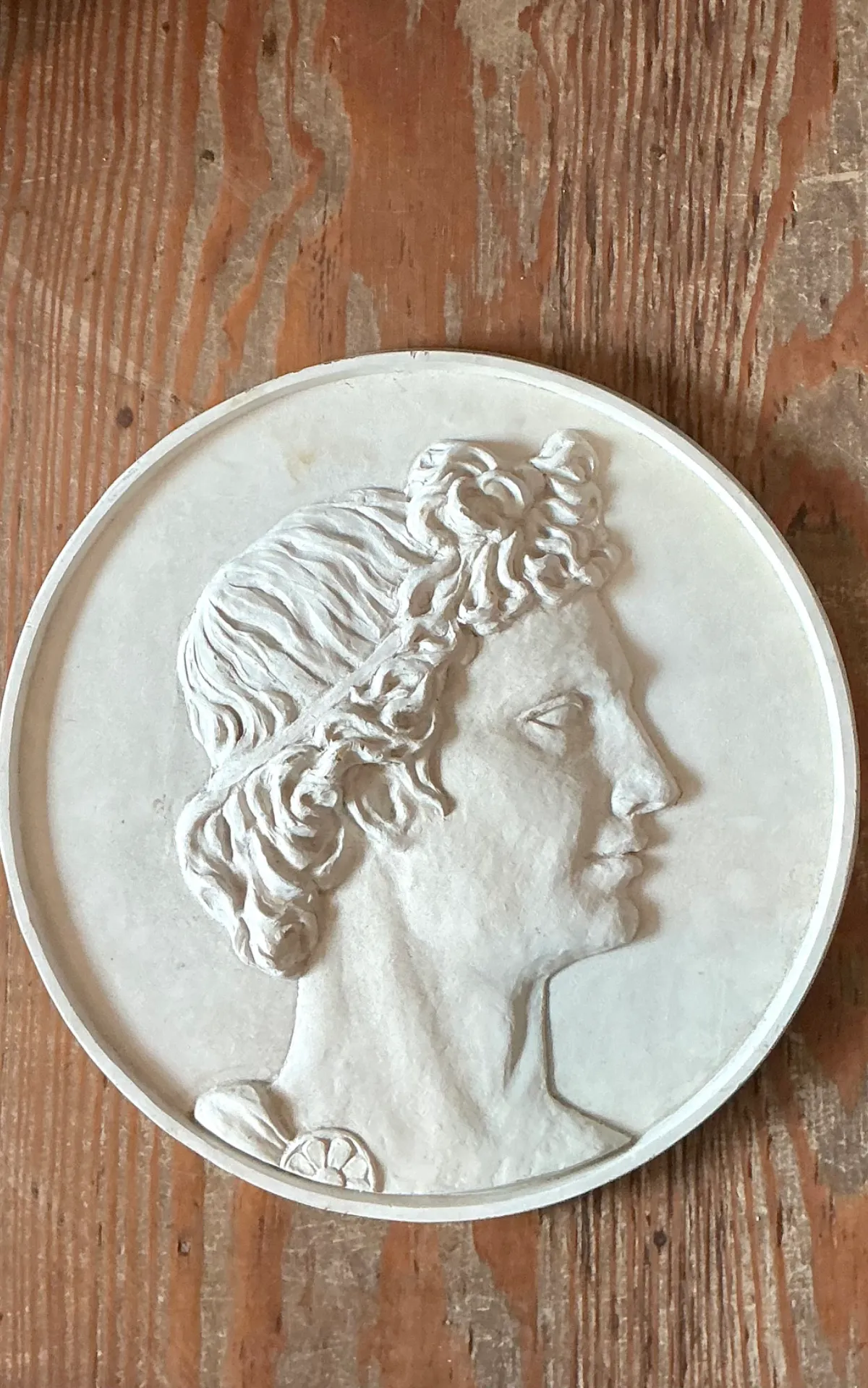 Vintage Classical Bas Relief Portrait Of Apollo Medallion — additional photo 4