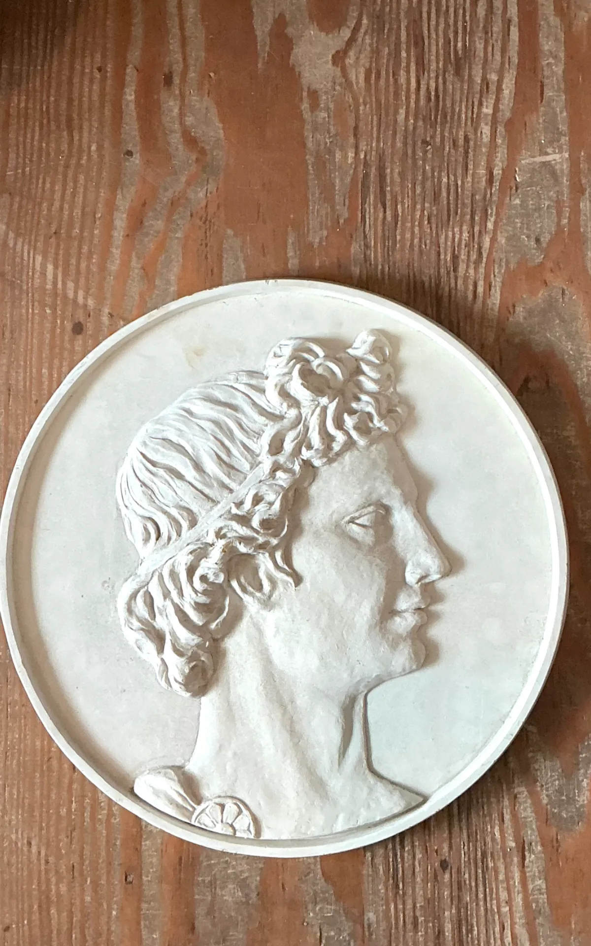 Vintage Classical Bas Relief Portrait Of Apollo Medallion — additional photo 6