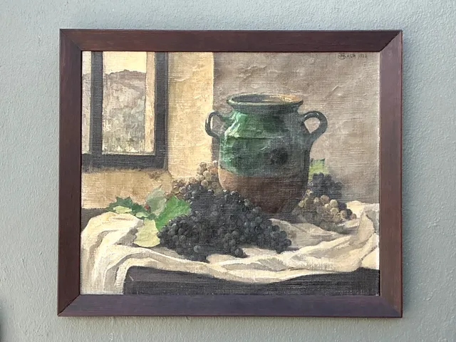 Vintage 1928 Still Life with Green Jug Painting — additional photo 7