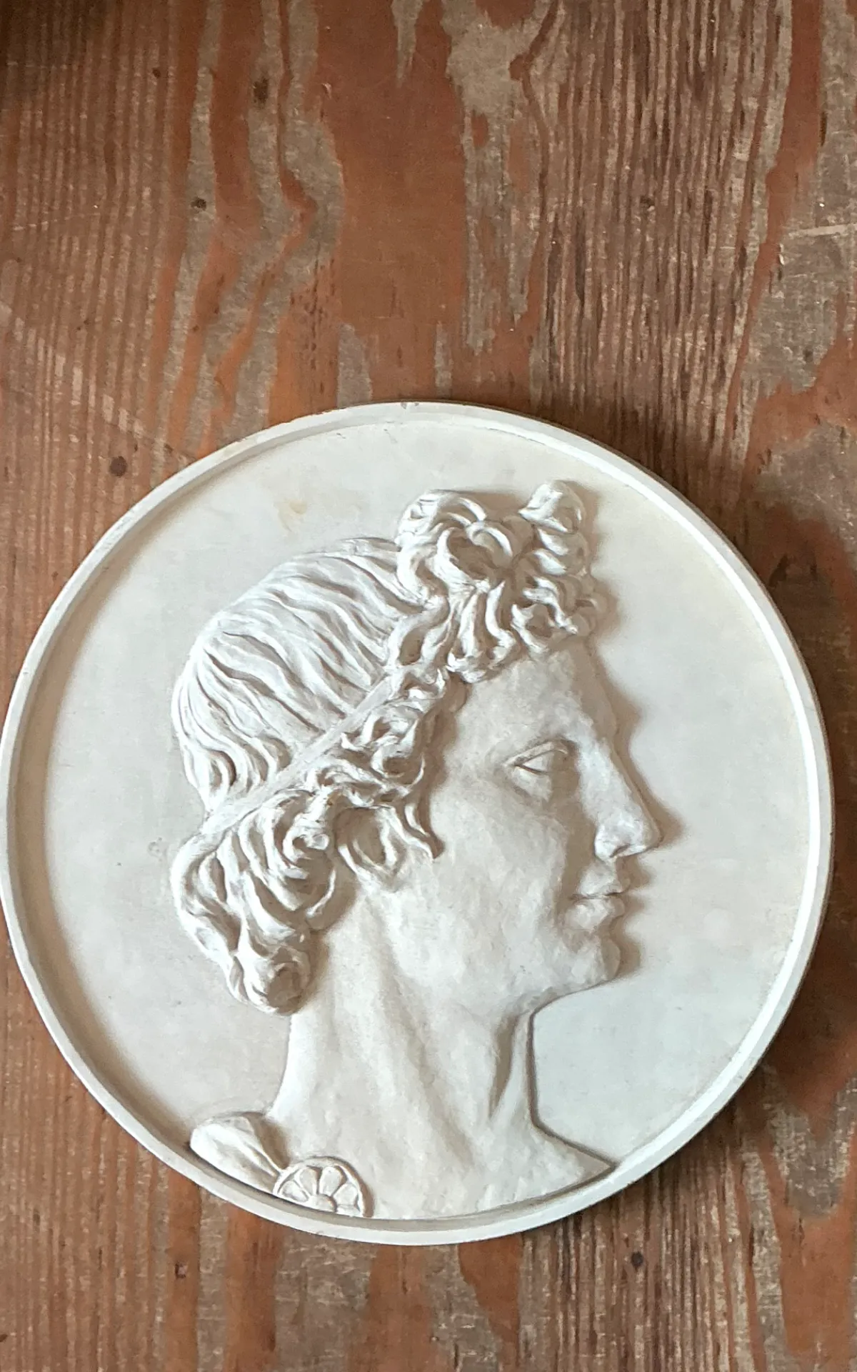 Vintage Classical Bas Relief Portrait Of Apollo Medallion — additional photo 2