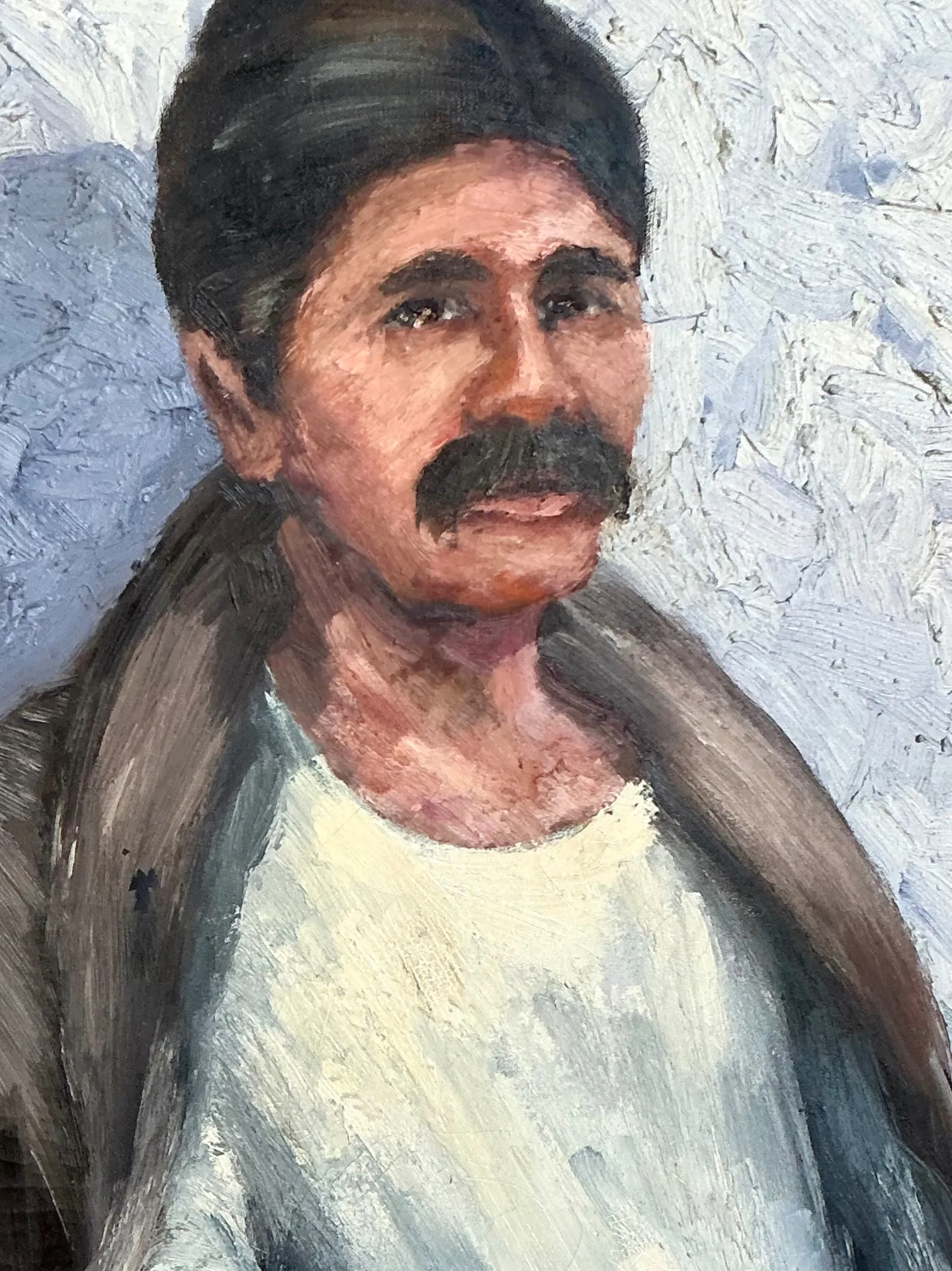 Vintage Expressionist Impasto Portrait in Wood Frame — additional photo 7