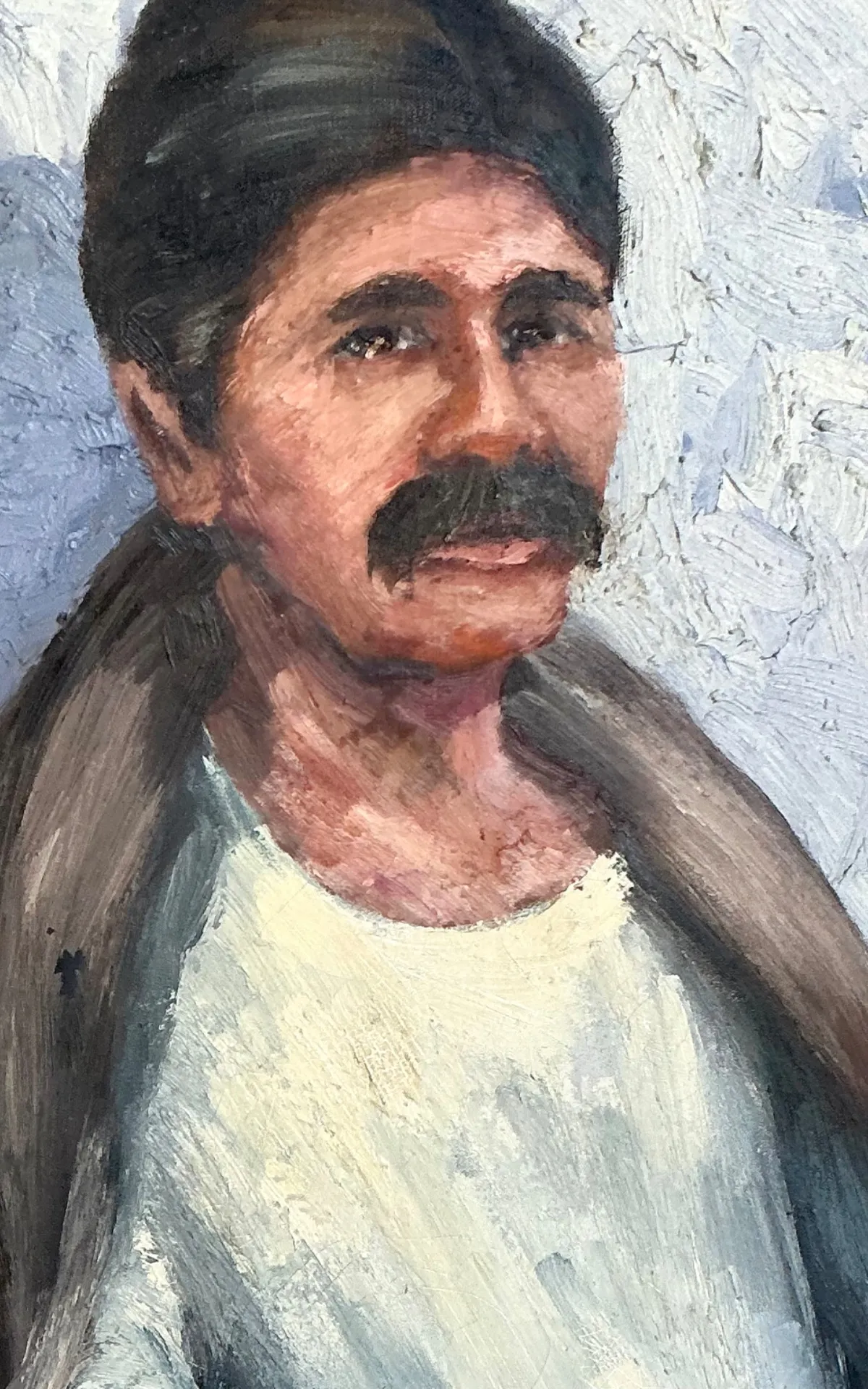 Vintage Expressionist Impasto Portrait in Wood Frame — additional photo 7