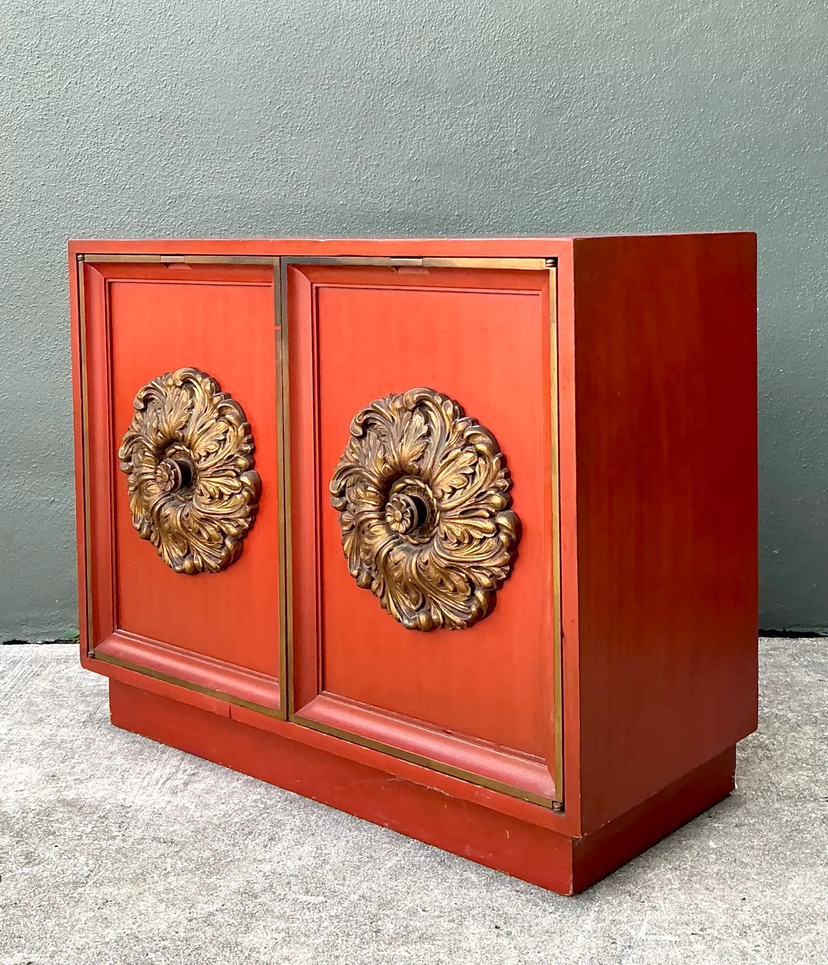 Vintage Lane Red Cabinet with Ornate Medallions — additional photo 5