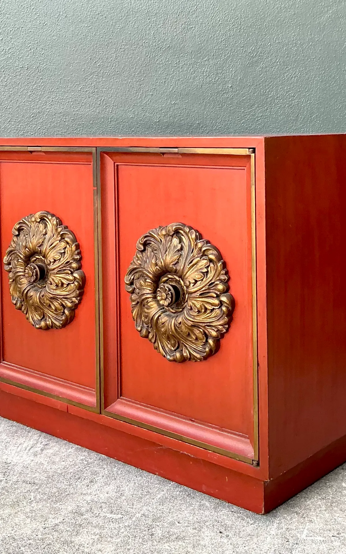 Vintage Lane Red Cabinet with Ornate Medallions — additional photo 5