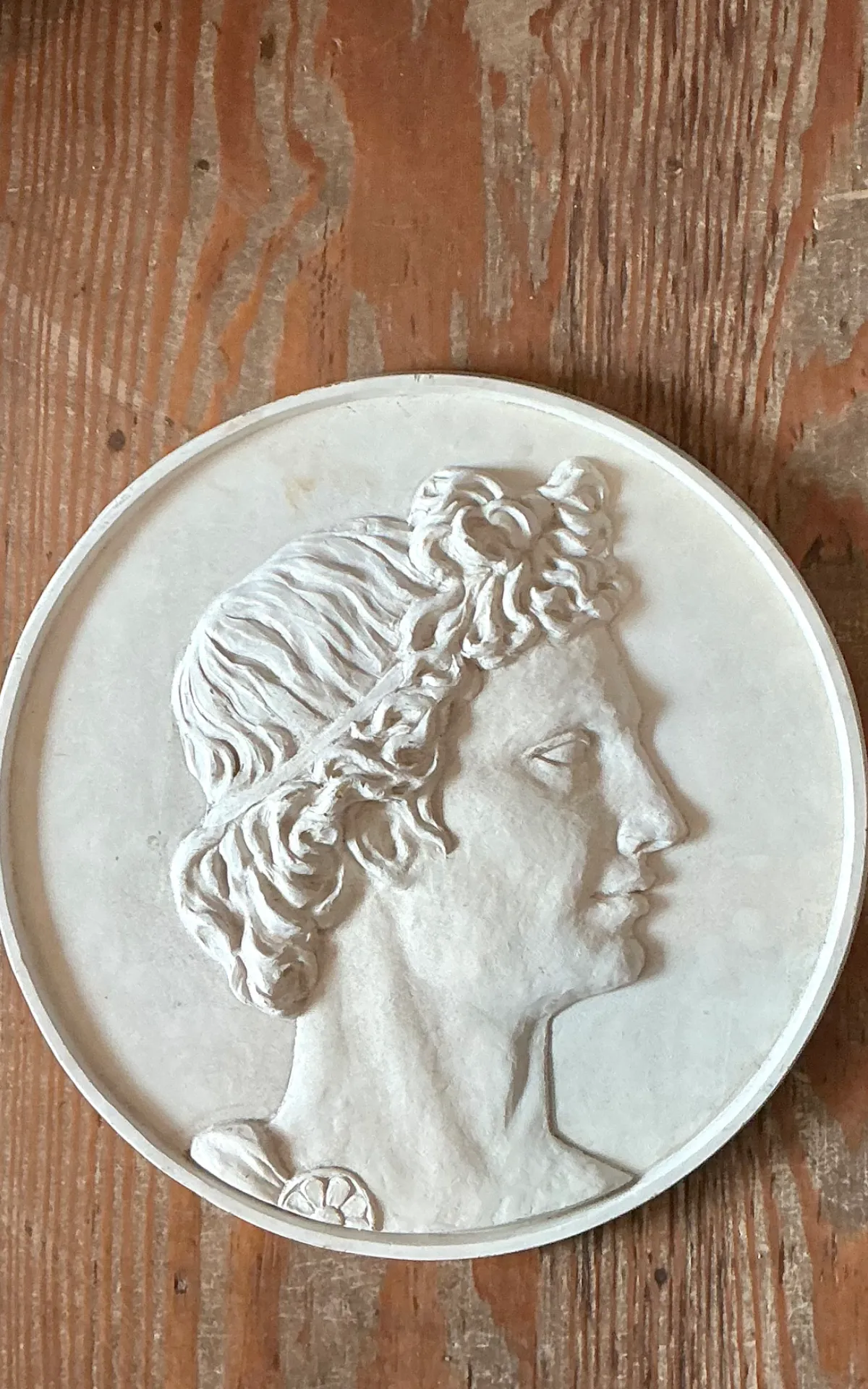 Vintage Classical Bas Relief Portrait Of Apollo Medallion — additional photo 7