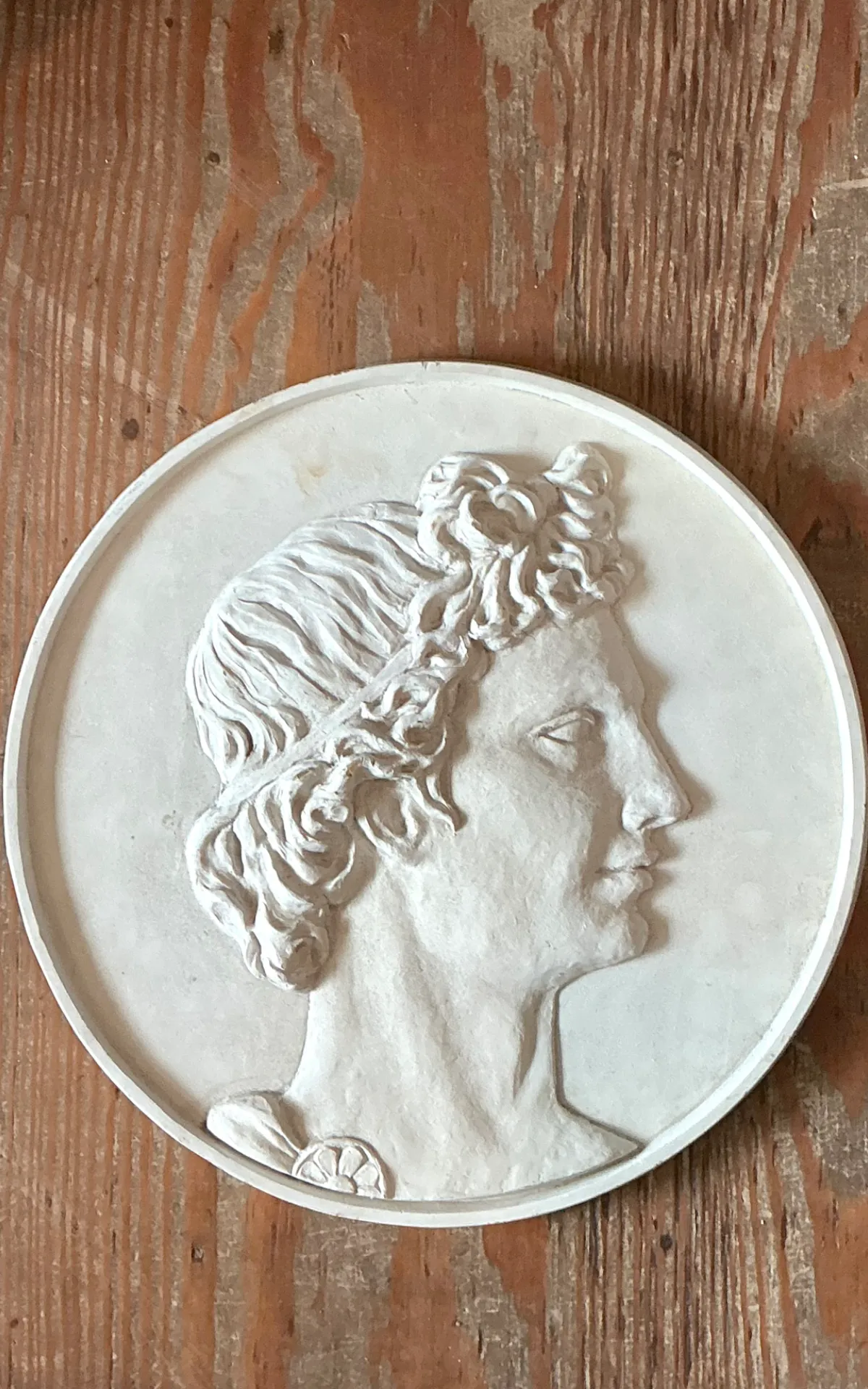 Vintage Classical Bas Relief Portrait Of Apollo Medallion — additional photo 3