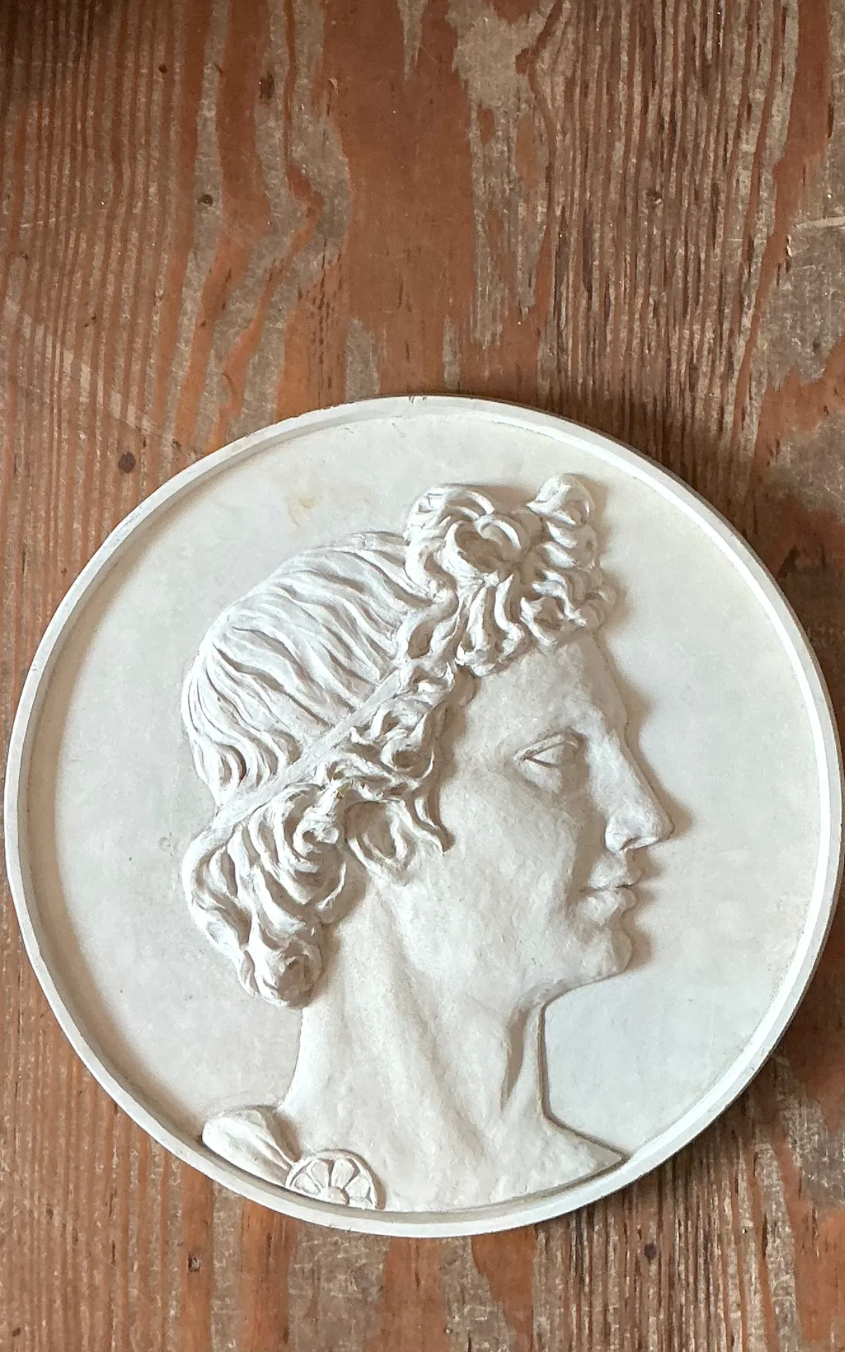 Vintage Classical Bas Relief Portrait Of Apollo Medallion — additional photo 5
