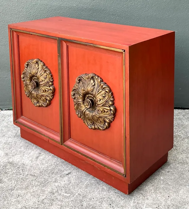 Vintage Lane Red Cabinet with Ornate Medallions — additional photo 1