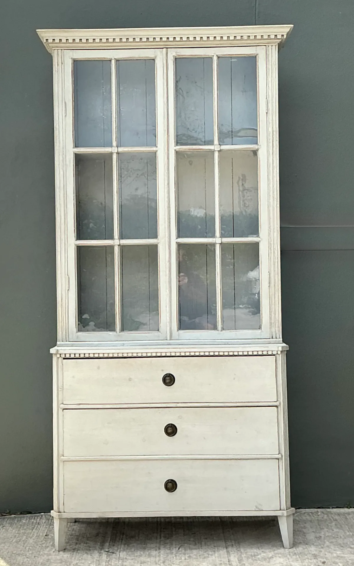 Vintage Painted Wood and Glass Cabinet — additional photo 2