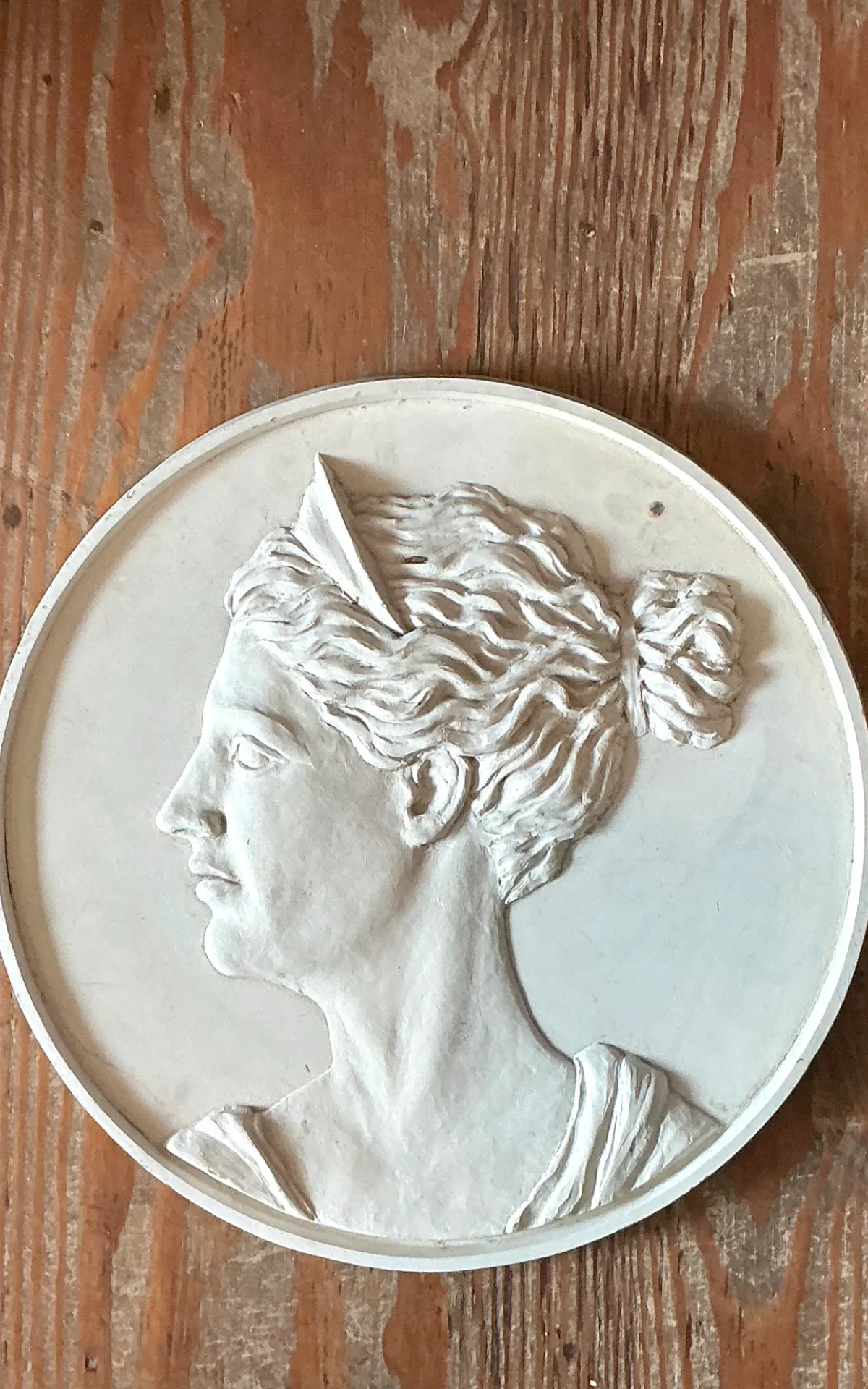 Vintage Bas Relief Portrait Of Artemis Medallion