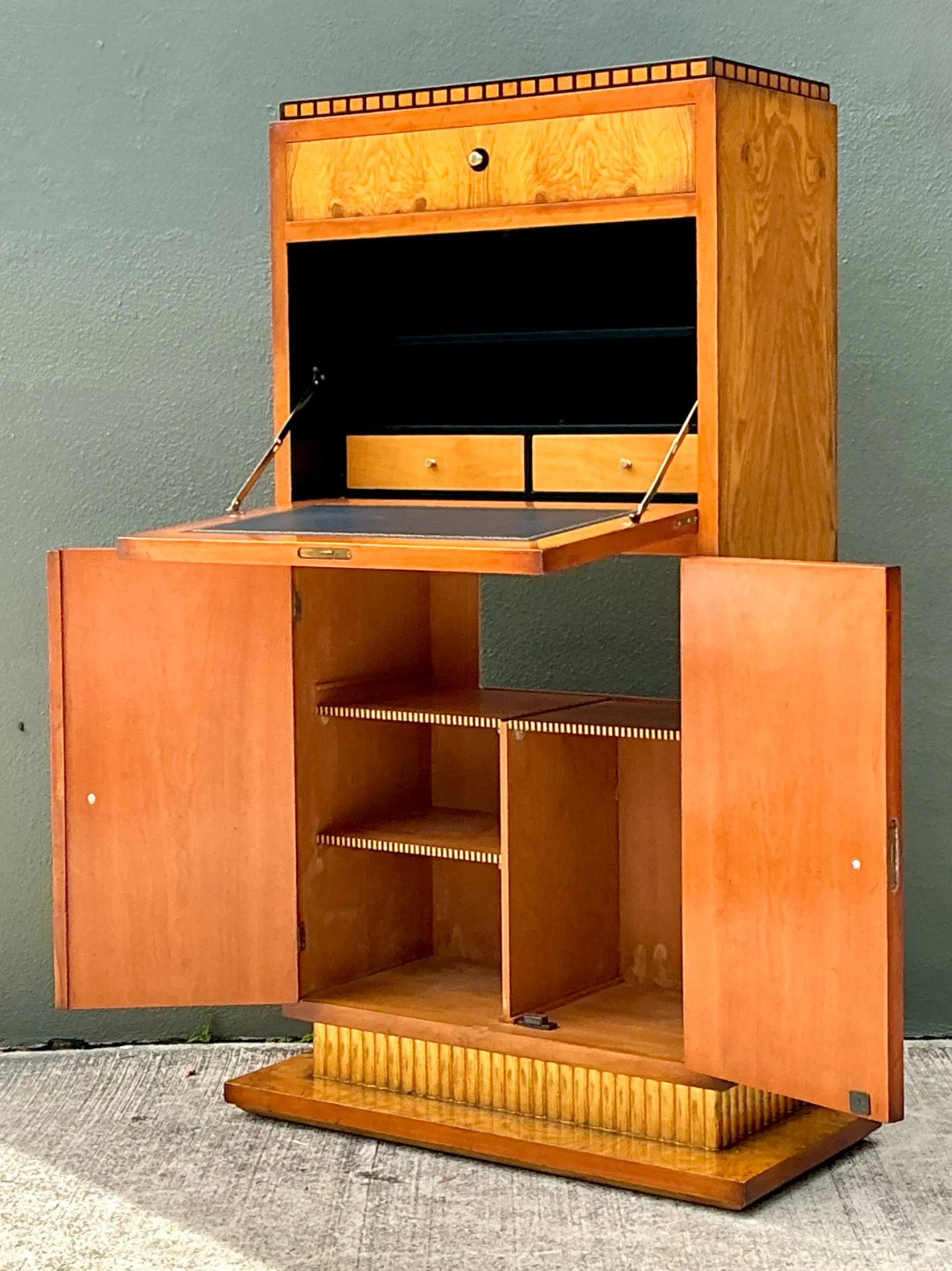 Vintage Art Deco Burlwood Secretaire Cabinet — additional photo 3