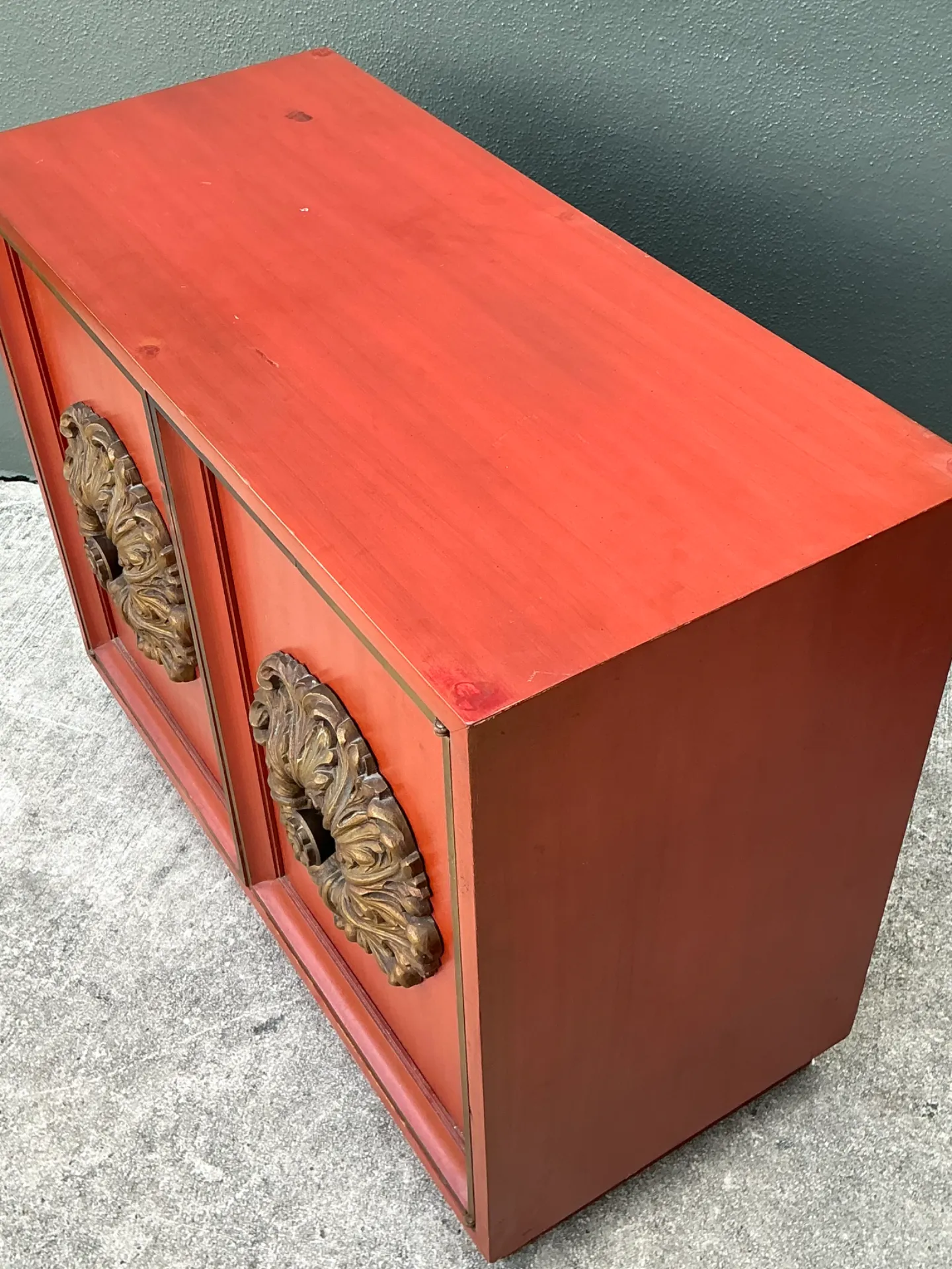 Vintage Lane Red Cabinet with Ornate Medallions — additional photo 6