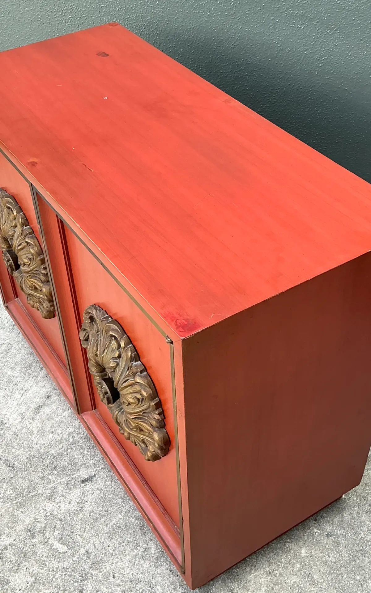 Vintage Lane Red Cabinet with Ornate Medallions — additional photo 6