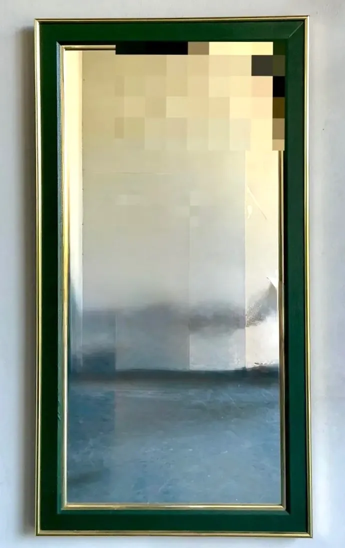 Vintage Green Grasscloth Wrapped Console Table With Mirror — additional photo 2