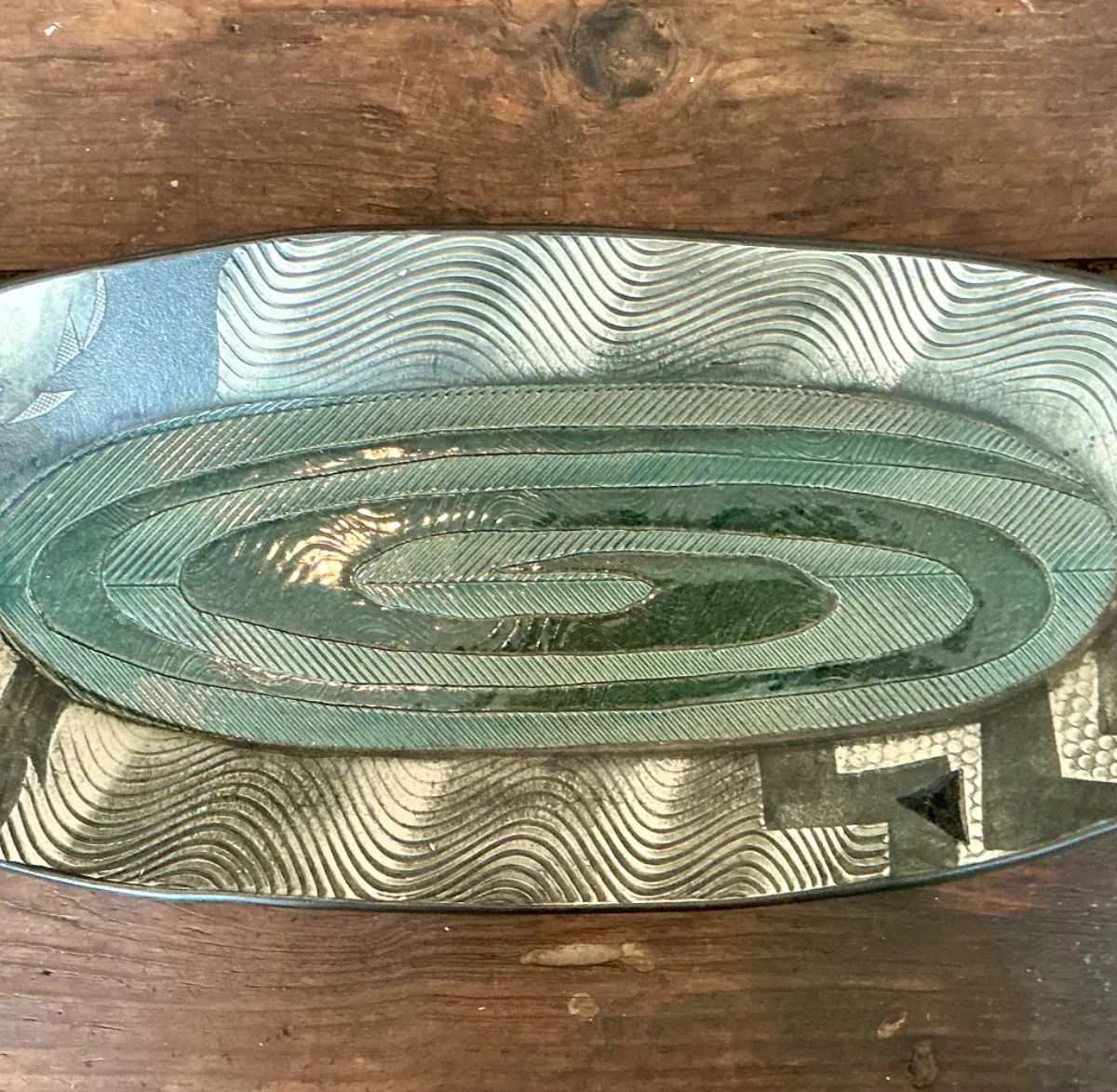 Vintage Geometric Patterned Pottery Tray — additional photo 6