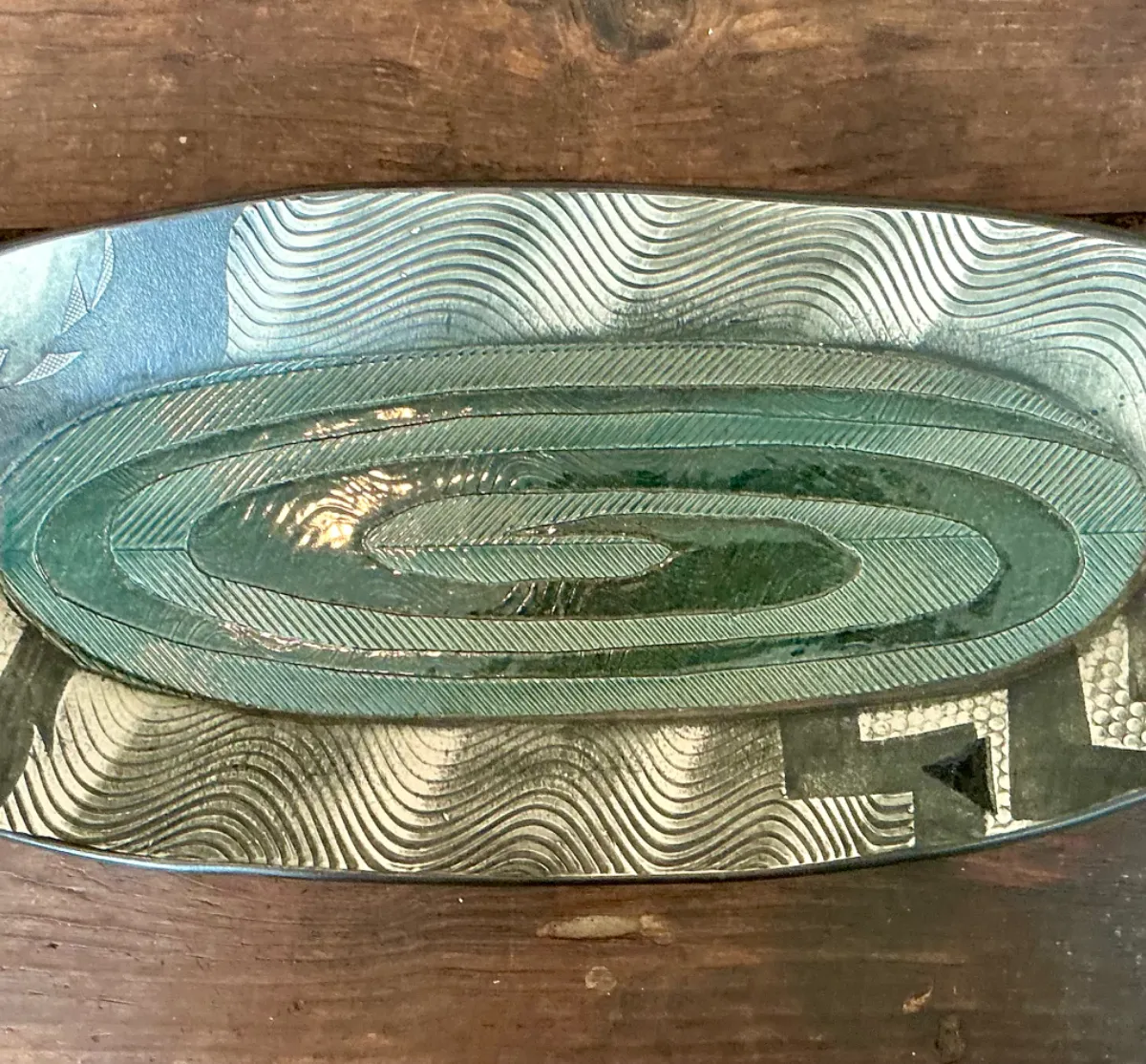 Vintage Geometric Patterned Pottery Tray — additional photo 4