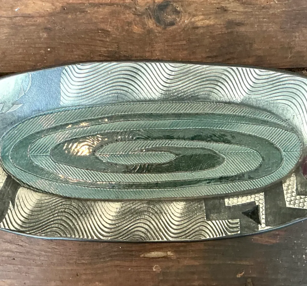 Vintage Geometric Patterned Pottery Tray — additional photo 8