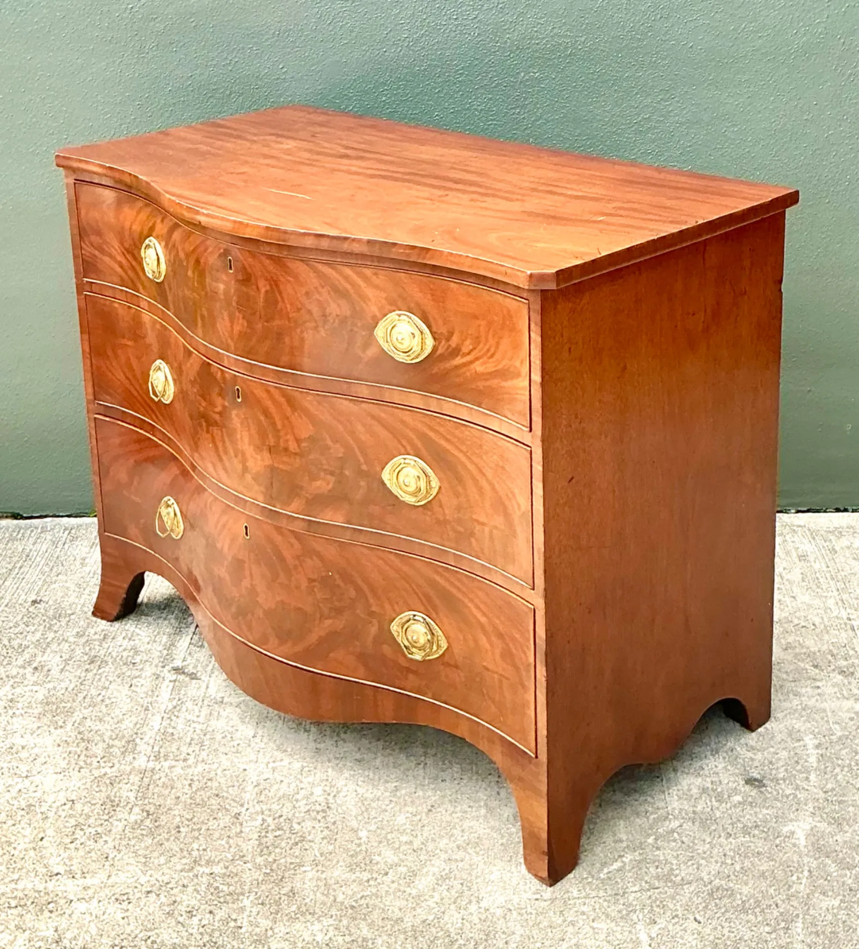 Vintage George 111 Serpentine Commode — additional photo 1