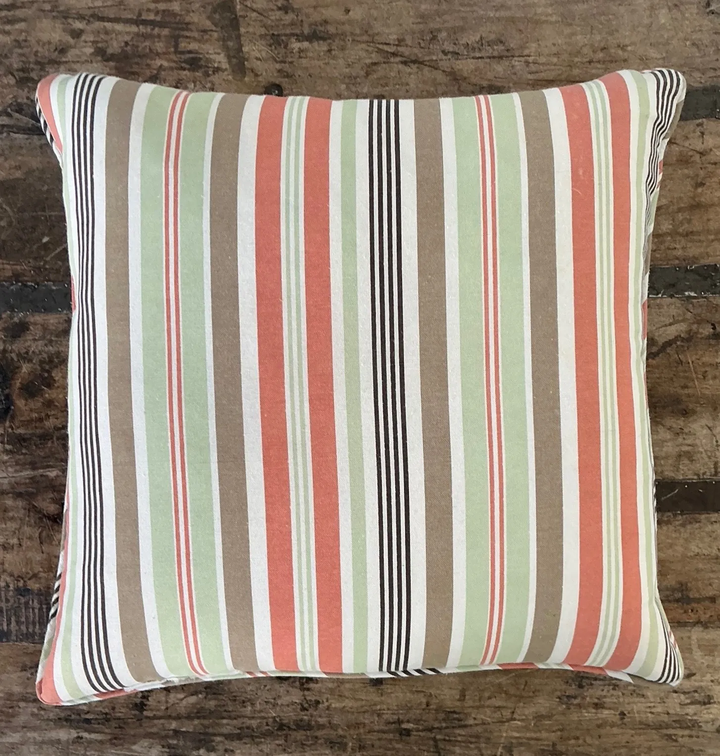Vintage Tilton Fenwick For Duralee Striped Cotton Throw Pillow — additional photo 2