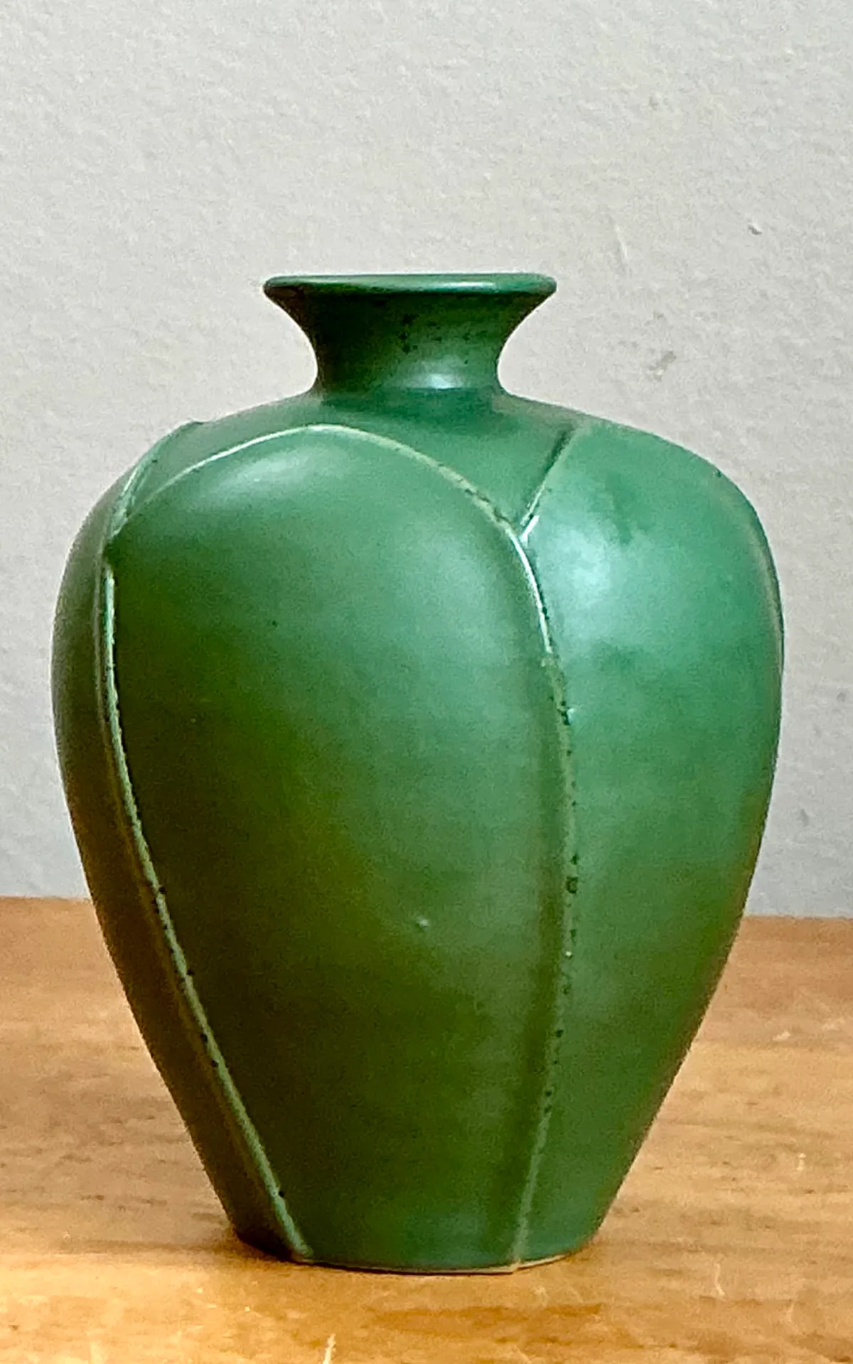 Vintage Geometric Green Ceramic Vase — additional photo 5
