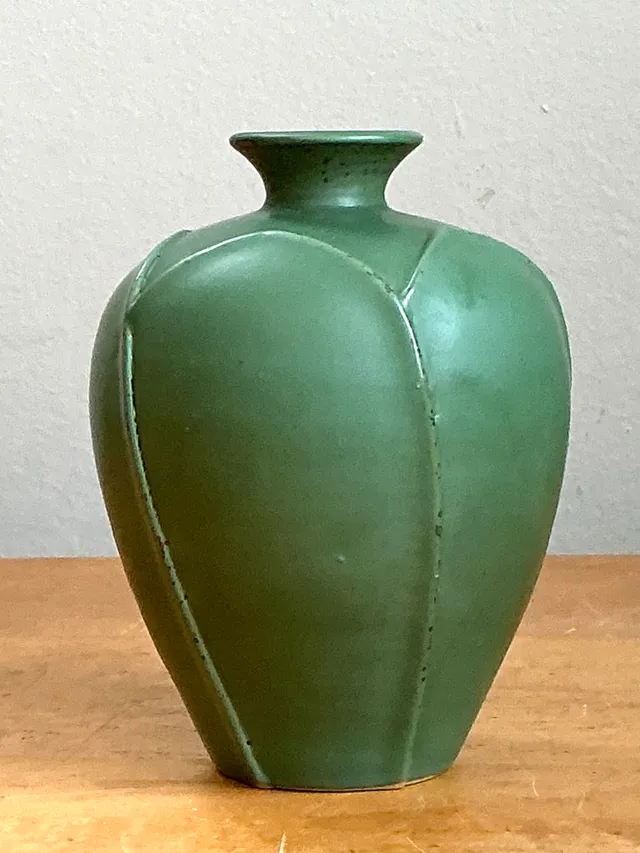 Vintage Geometric Green Ceramic Vase — additional photo 7