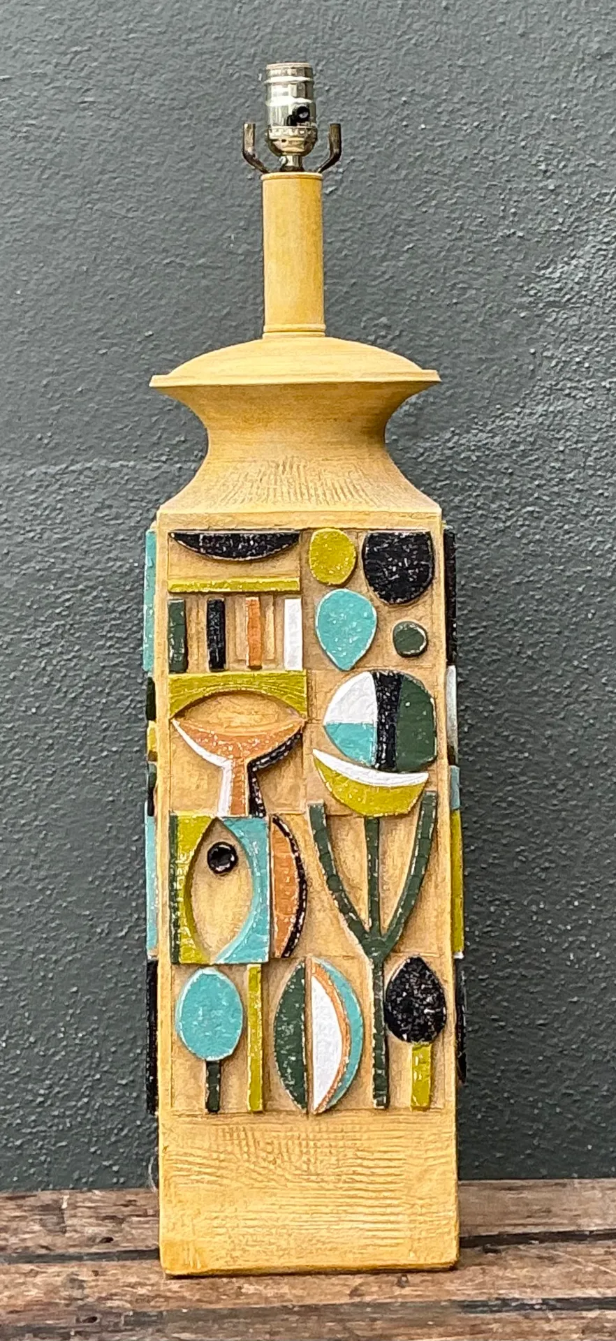Vintage MCM Abstract Ceramic Table Lamp