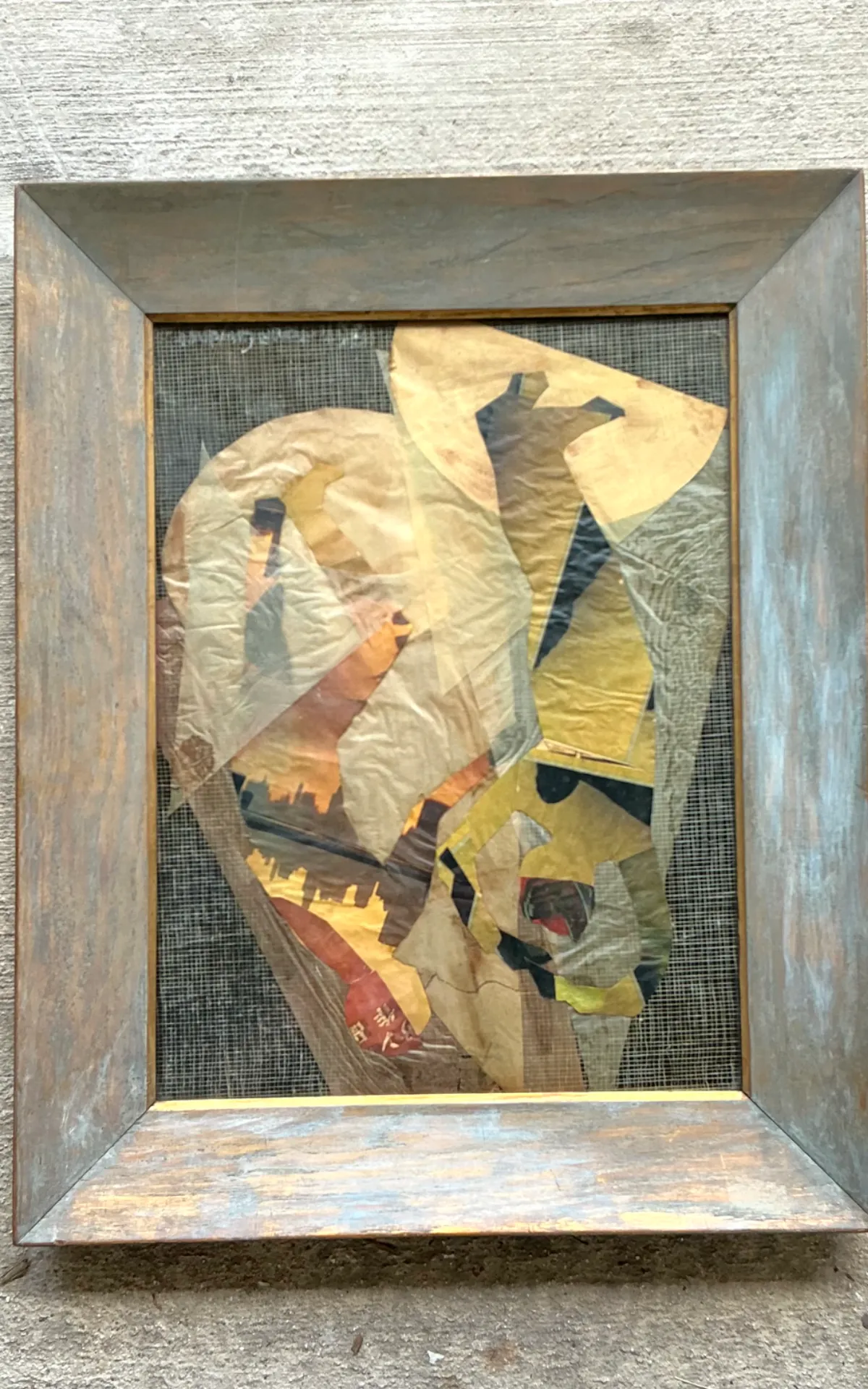 Framed Abstract Mixed Media Figurative Collage