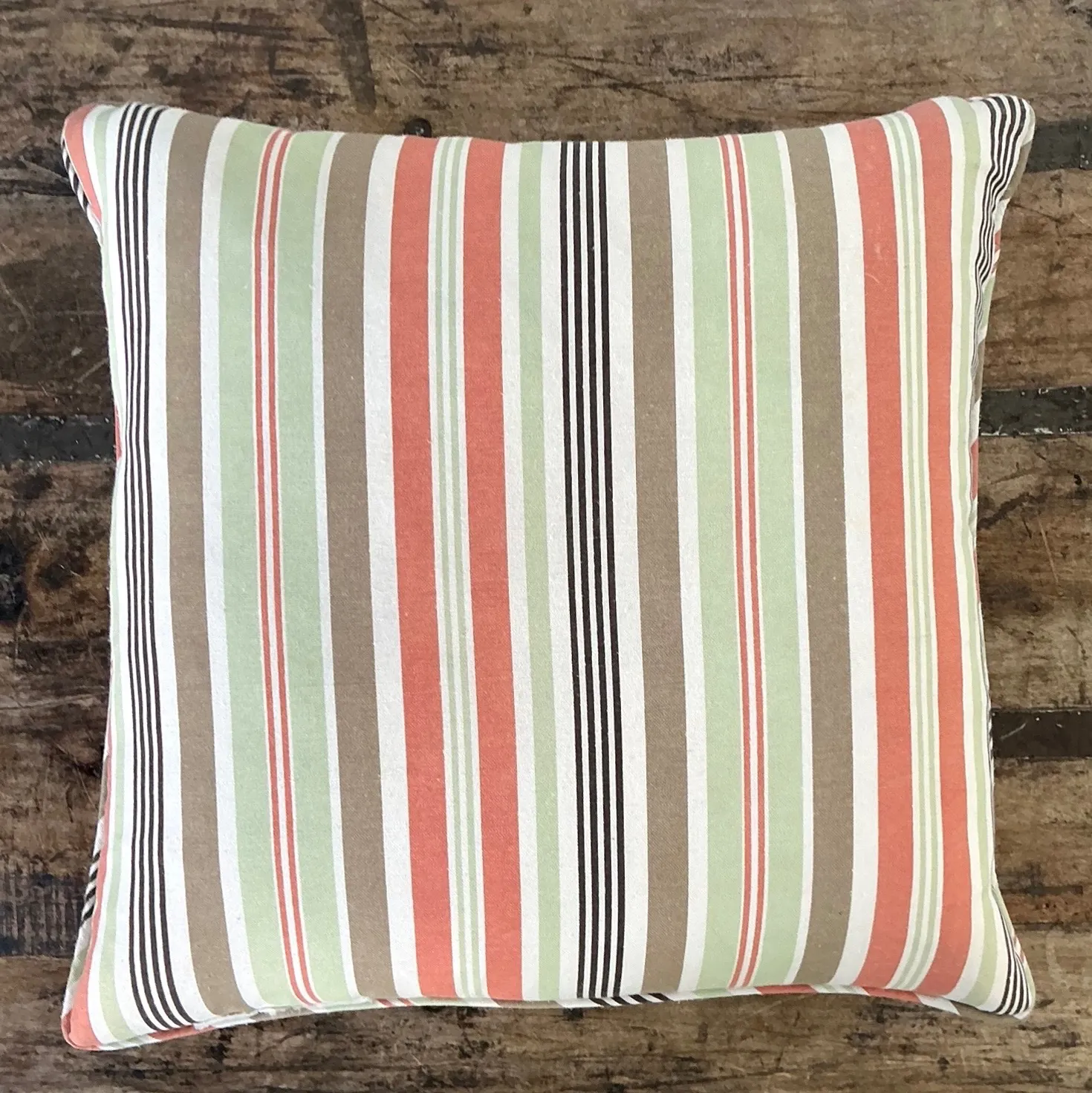 Vintage Tilton Fenwick For Duralee Striped Cotton Throw Pillow — additional photo 4