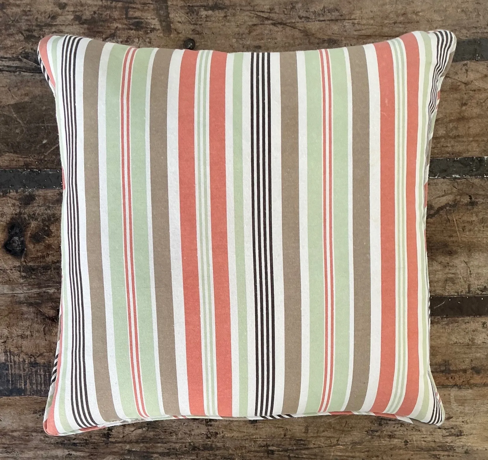 Vintage Tilton Fenwick For Duralee Striped Cotton Throw Pillow — additional photo 7