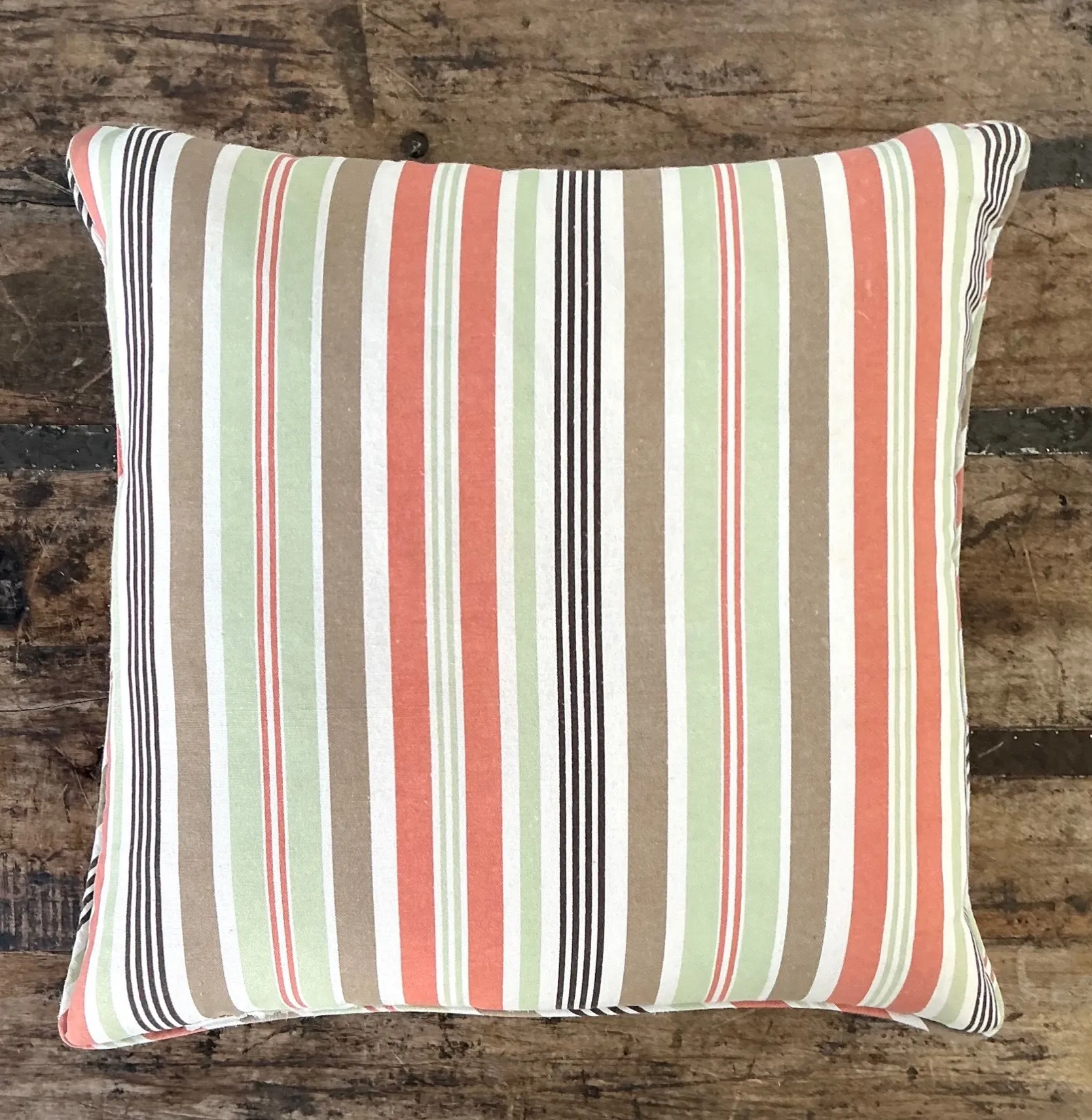 Vintage Tilton Fenwick For Duralee Striped Cotton Throw Pillow — additional photo 6
