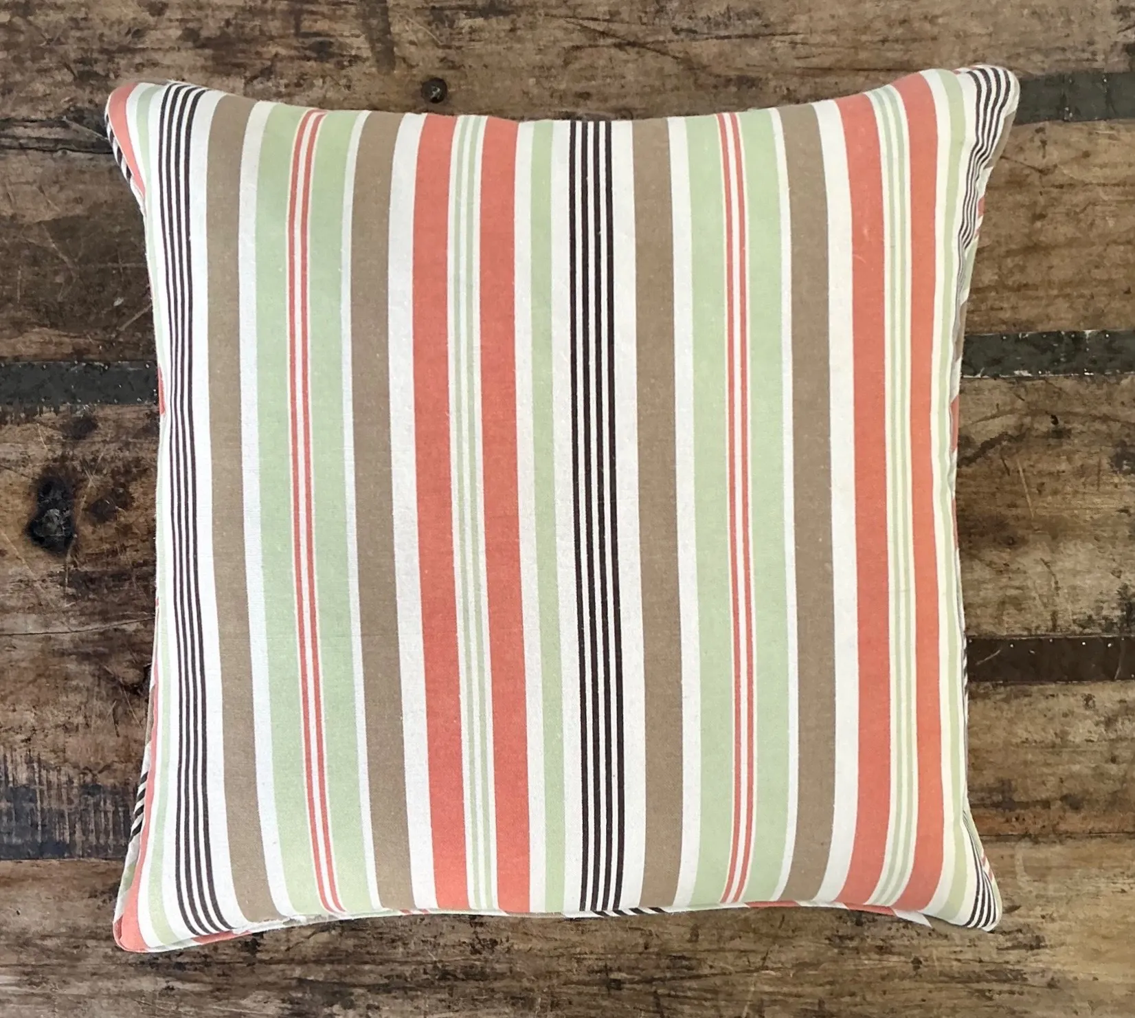 Vintage Tilton Fenwick For Duralee Striped Cotton Throw Pillow — additional photo 5