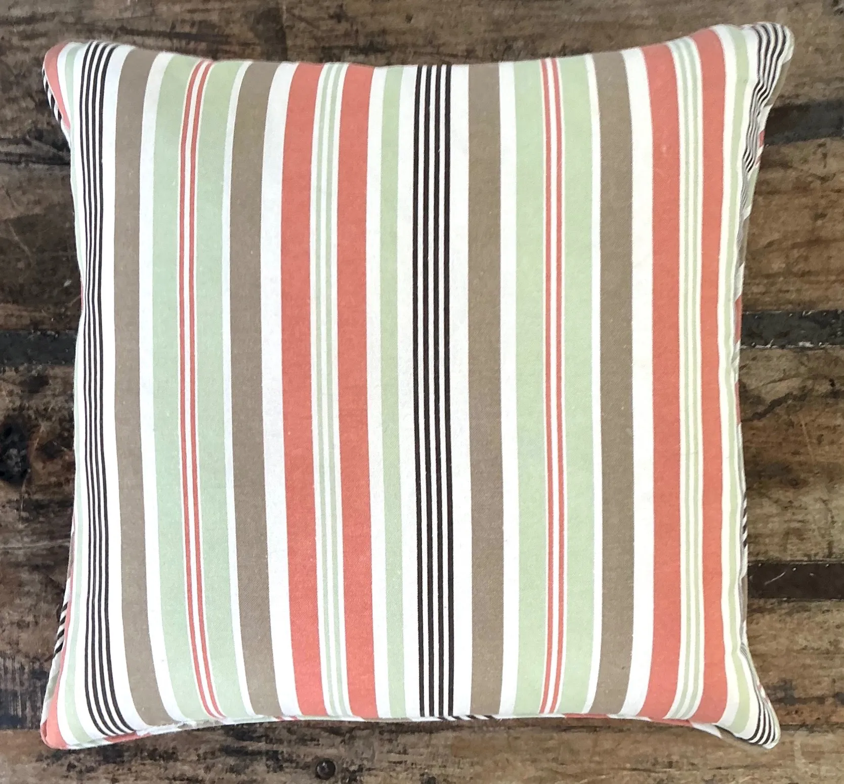 Vintage Tilton Fenwick For Duralee Striped Cotton Throw Pillow — additional photo 1