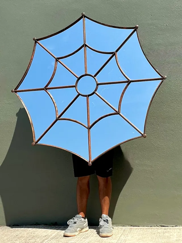 Vintage Wrought Iron Spiderweb Mirror — additional photo 7