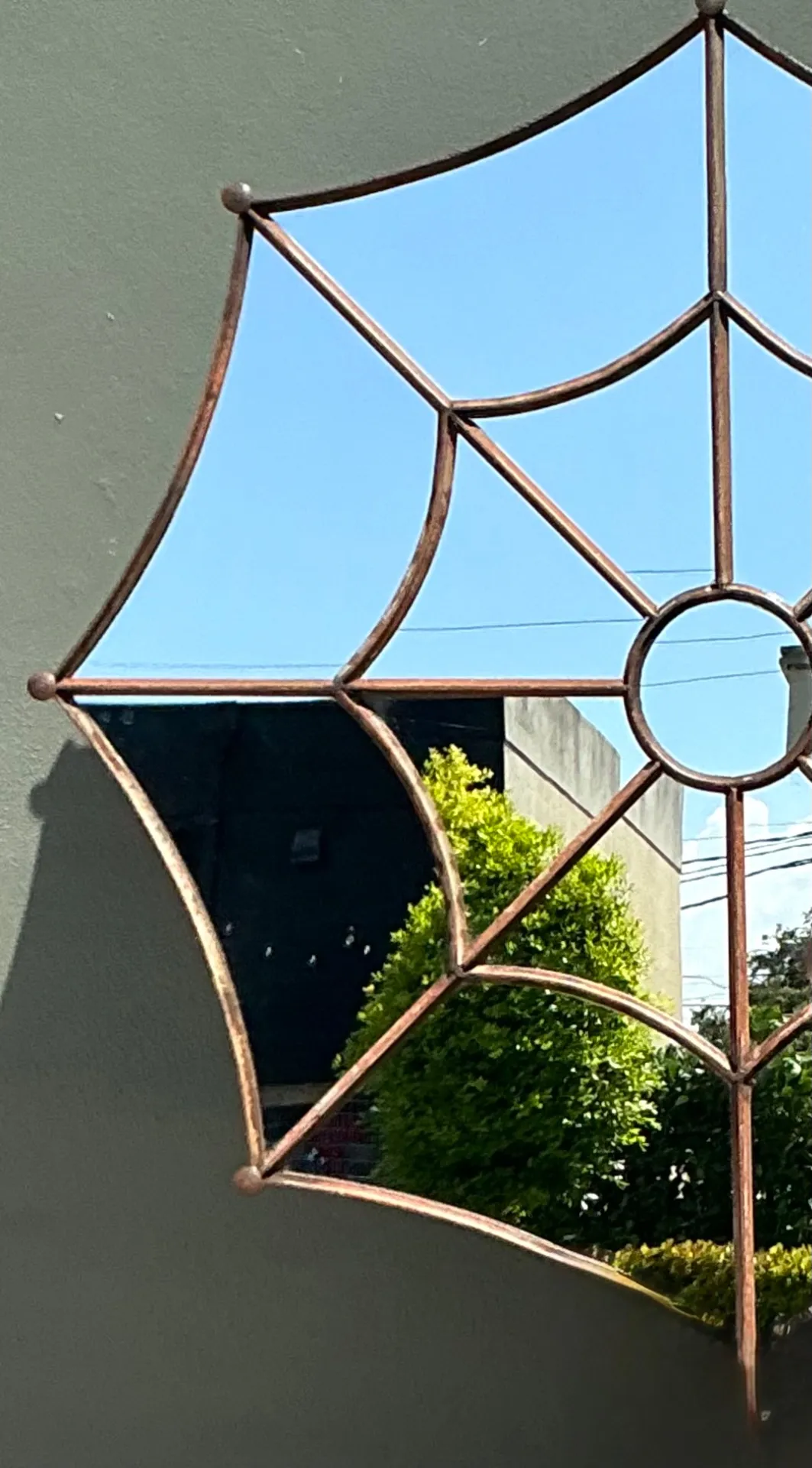 Vintage Wrought Iron Spiderweb Mirror — additional photo 3