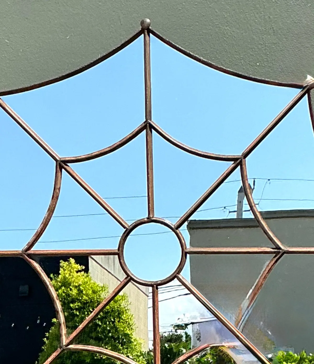 Vintage Wrought Iron Spiderweb Mirror — additional photo 2
