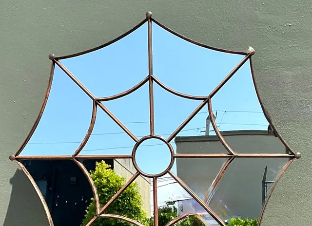 Vintage Wrought Iron Spiderweb Mirror — additional photo 2