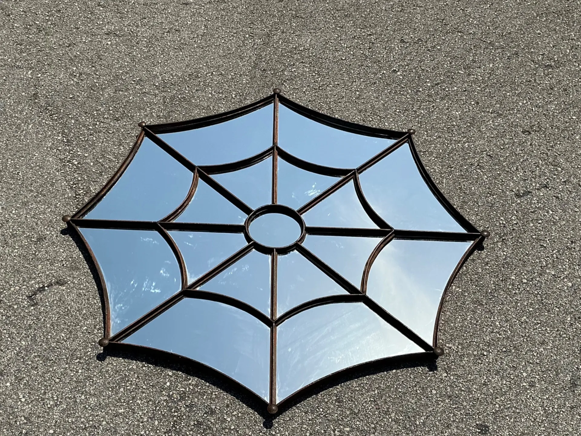 Vintage Wrought Iron Spiderweb Mirror — additional photo 1
