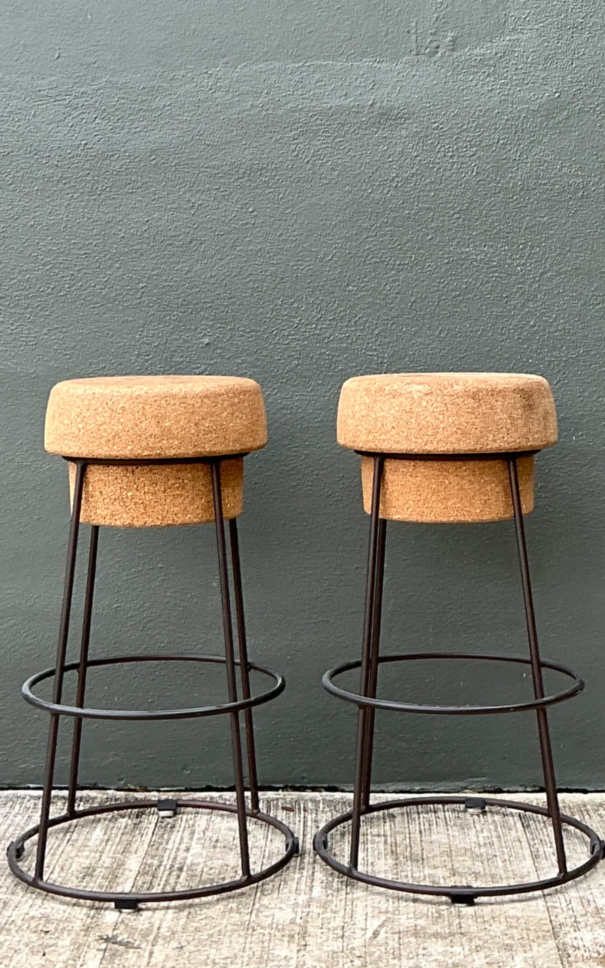 Vintage Cork and Metal Bar Stools - A Pair — additional photo 6