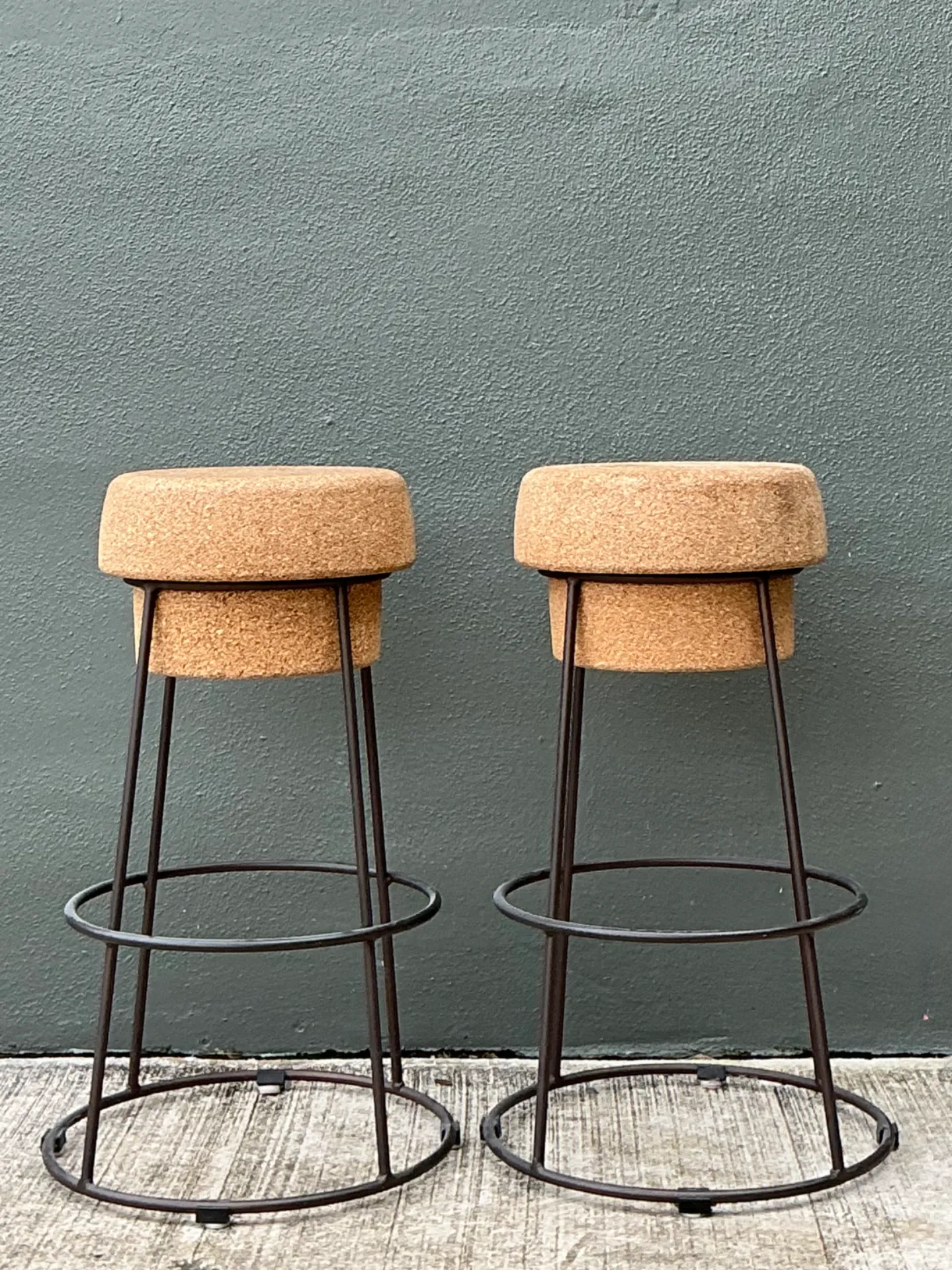 Vintage Cork and Metal Bar Stools - A Pair — additional photo 4