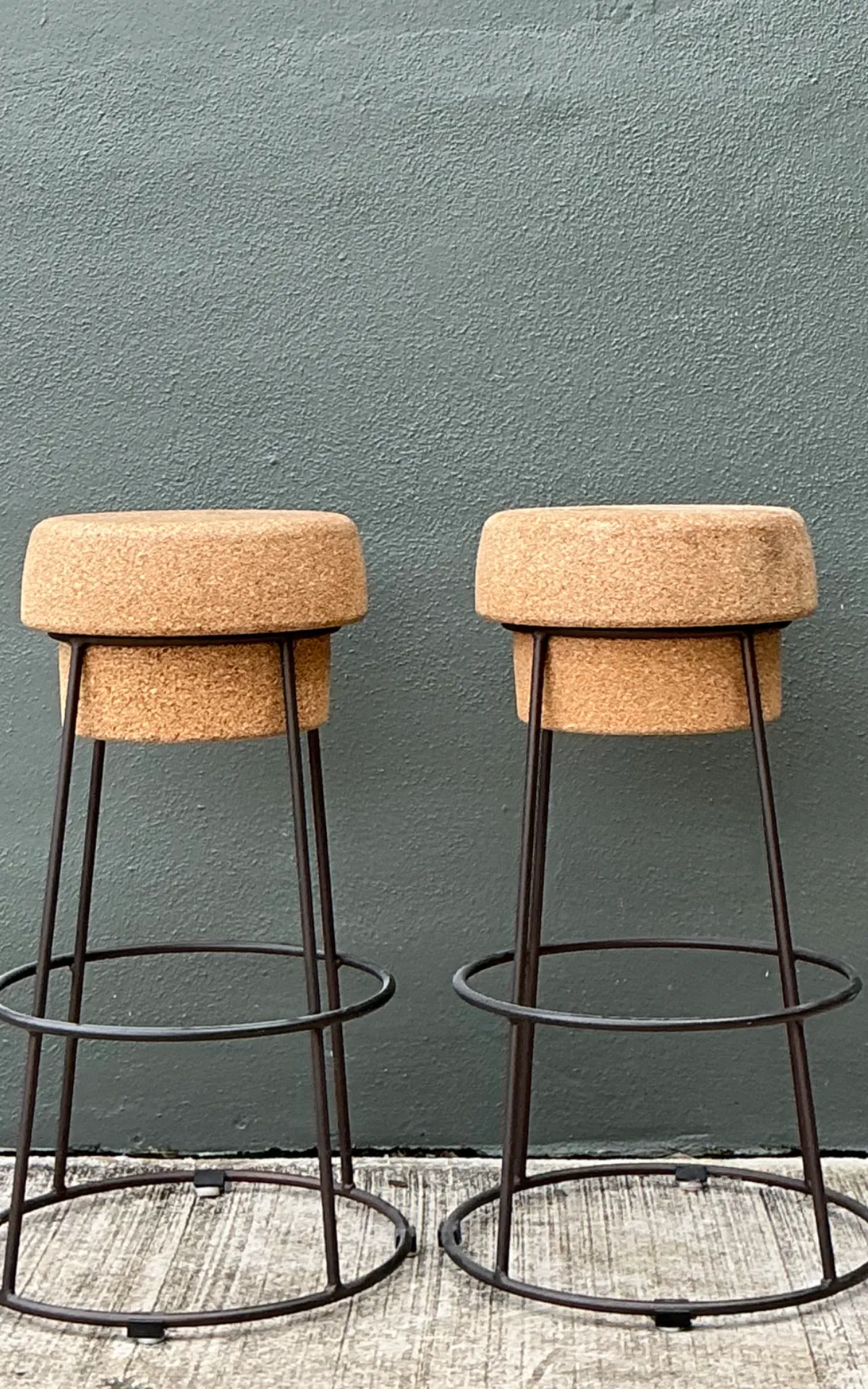 Vintage Cork and Metal Bar Stools - A Pair — additional photo 4