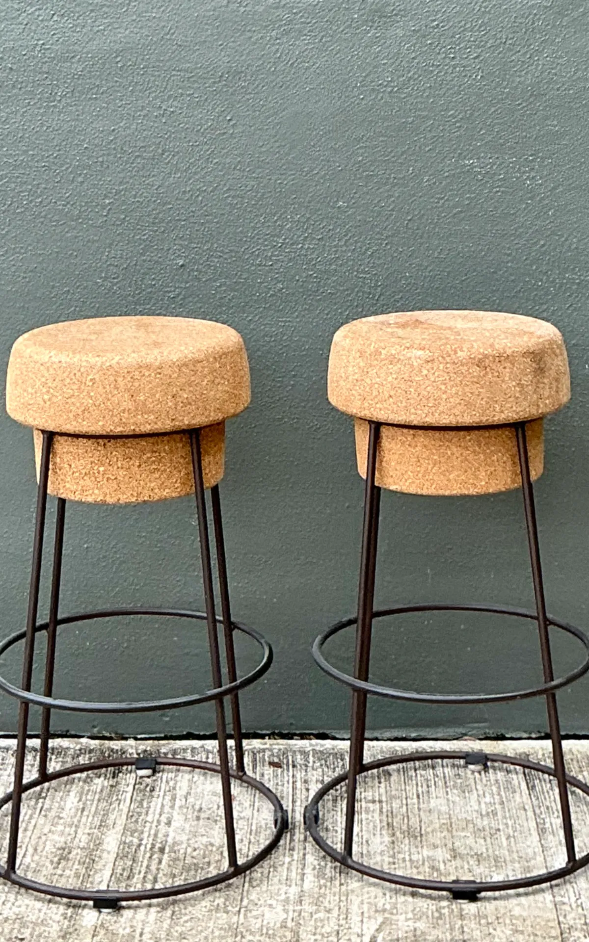 Vintage Cork and Metal Bar Stools - A Pair — additional photo 8